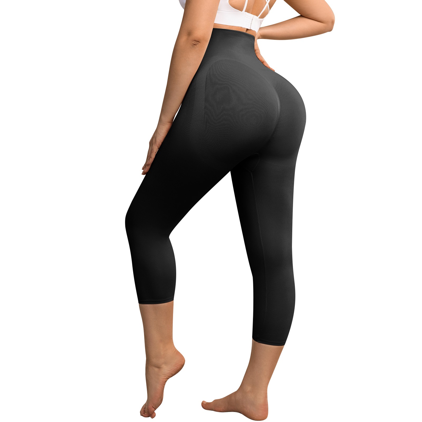 Plus Size Women Anti Cellulite Compression Leggings Leg Shaper High Waist Capris