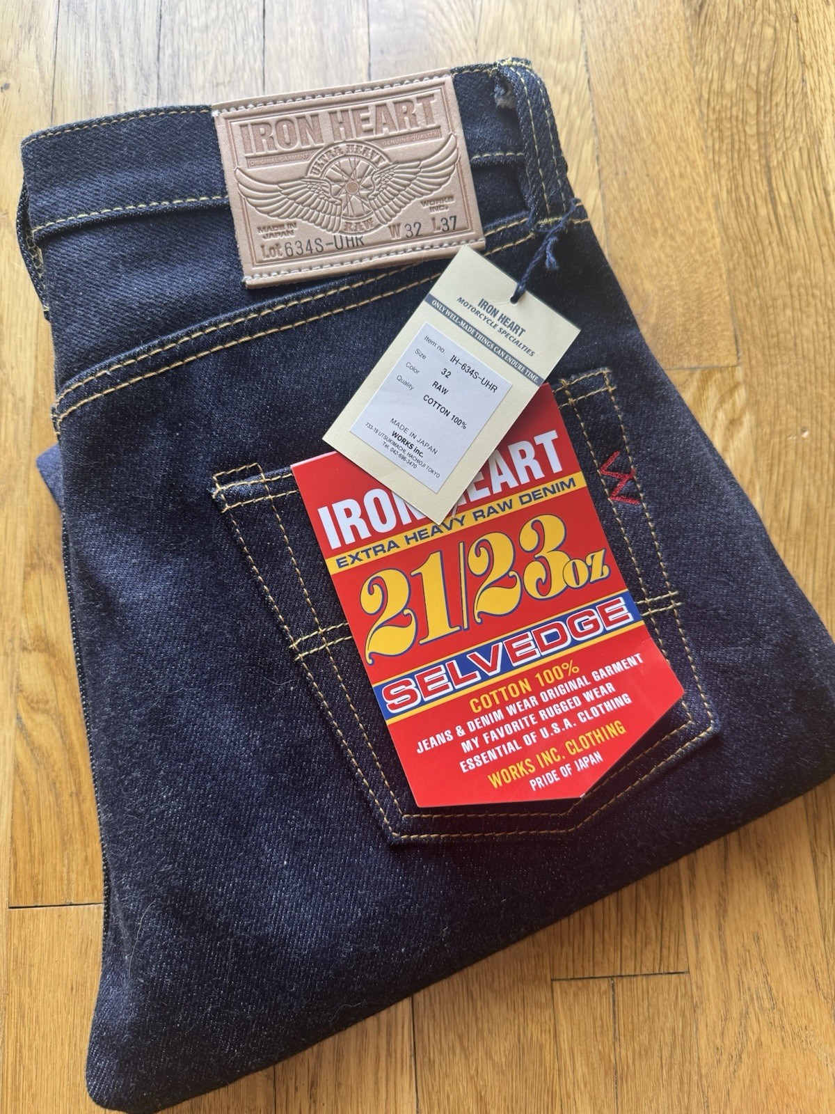 Iron Heart 634S-UHR 21/23oz Selvedge Raw Denim Jeans Straight Made Japan