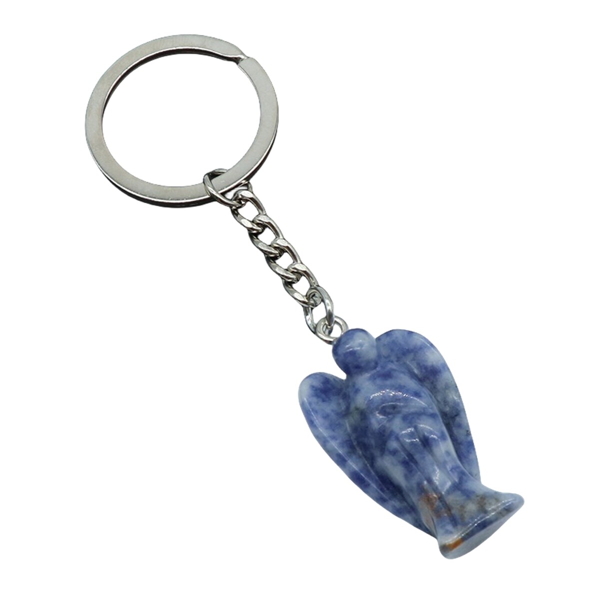 Natural Crystal Angel Keychain Healing Energy Pendant for Women Men