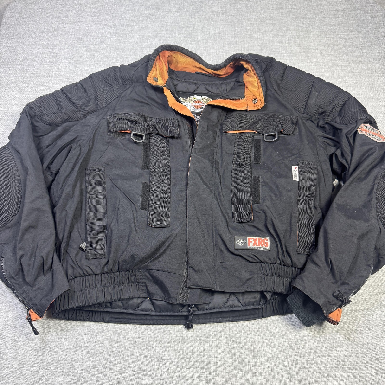 Harley-Davidson FXRG Motorcycle Jacket Mens 2XL Black Insulated Lined Pockets