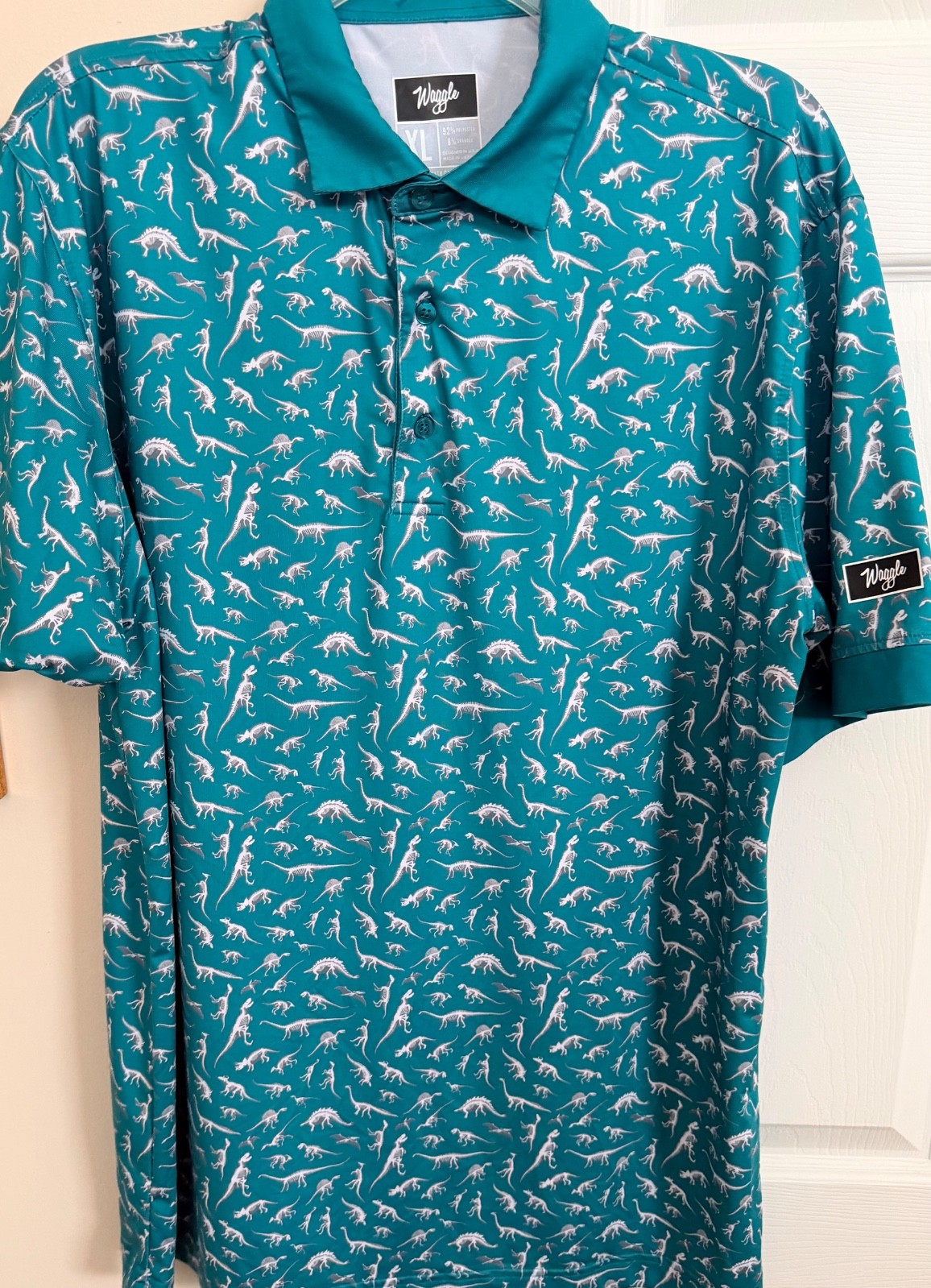 Waggle Multicolor Men’s XL Extinct Dinosaur Print Short Sleeve Polo Shirt