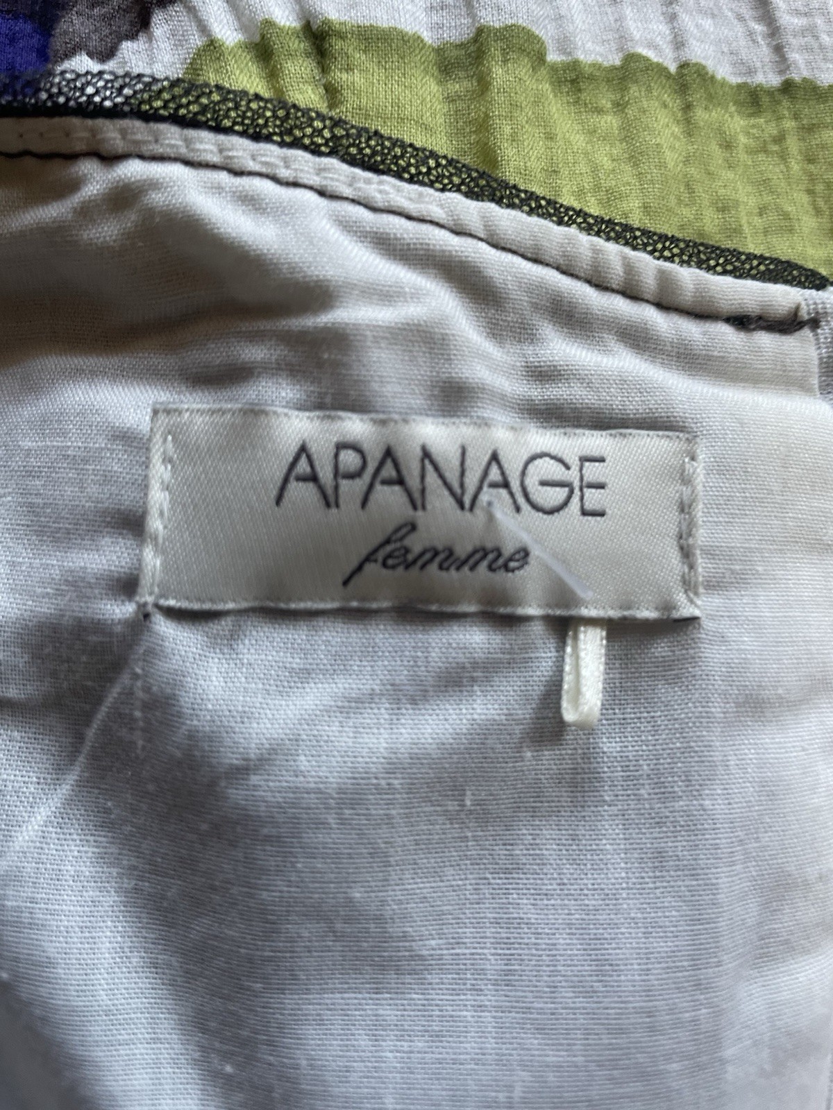 APANAGE MULTI COLOURED CRINKLE COTTON V NECK SLEEVELESS A-LINE DRESS SIZE 16