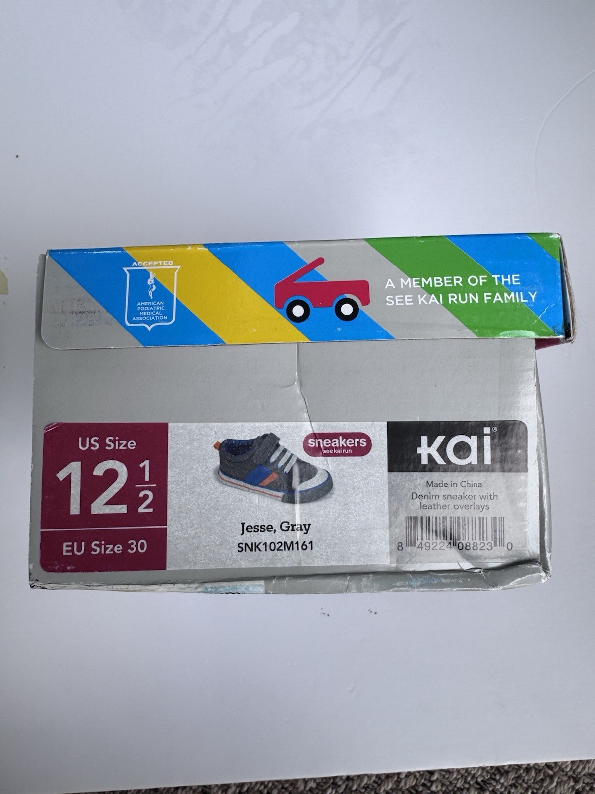 NWT! See Kai Run Grey Canvas Hook&Loop Sneakers Size 12.5 Little Boy