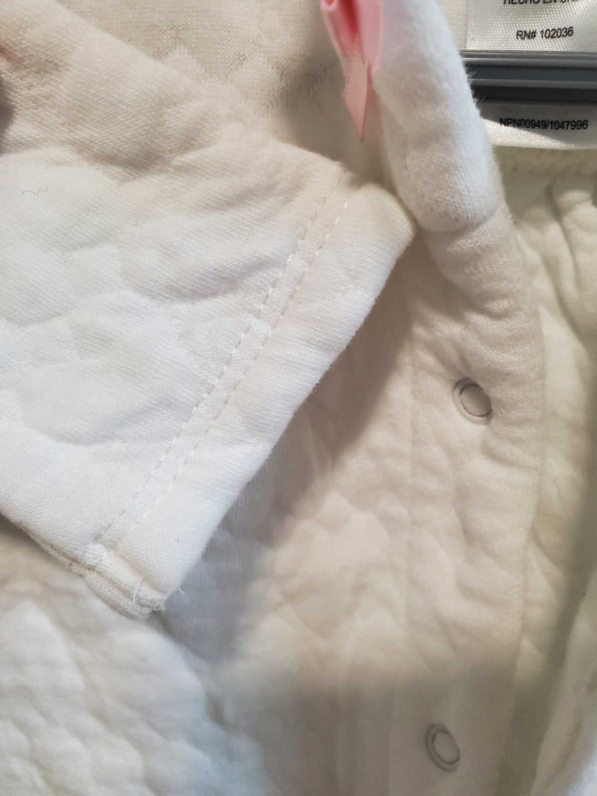 Nanette Lepore Girls White Quilted Footed One-Piece Sleeper 6-9M Bow Snap