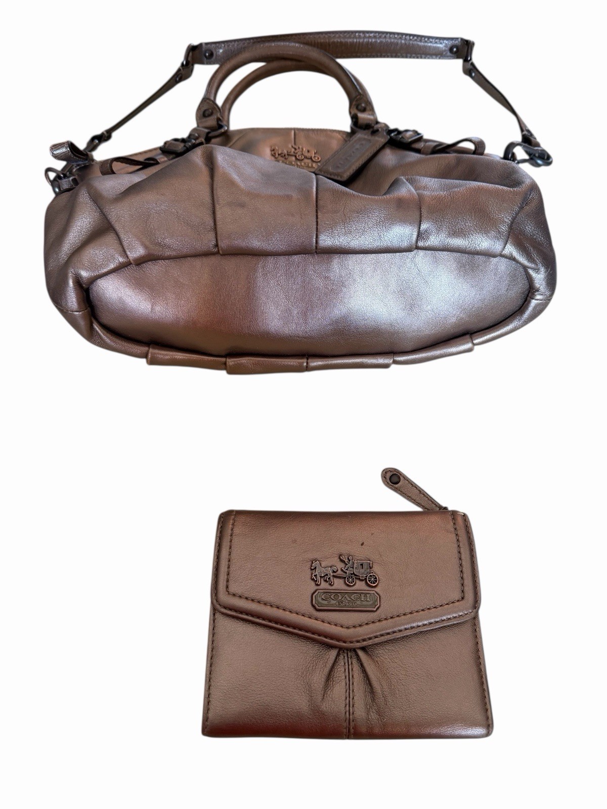 COACH 15960 *Madison Sophia* Bronze Leather Satchel Shoulder Purse -with Wallet