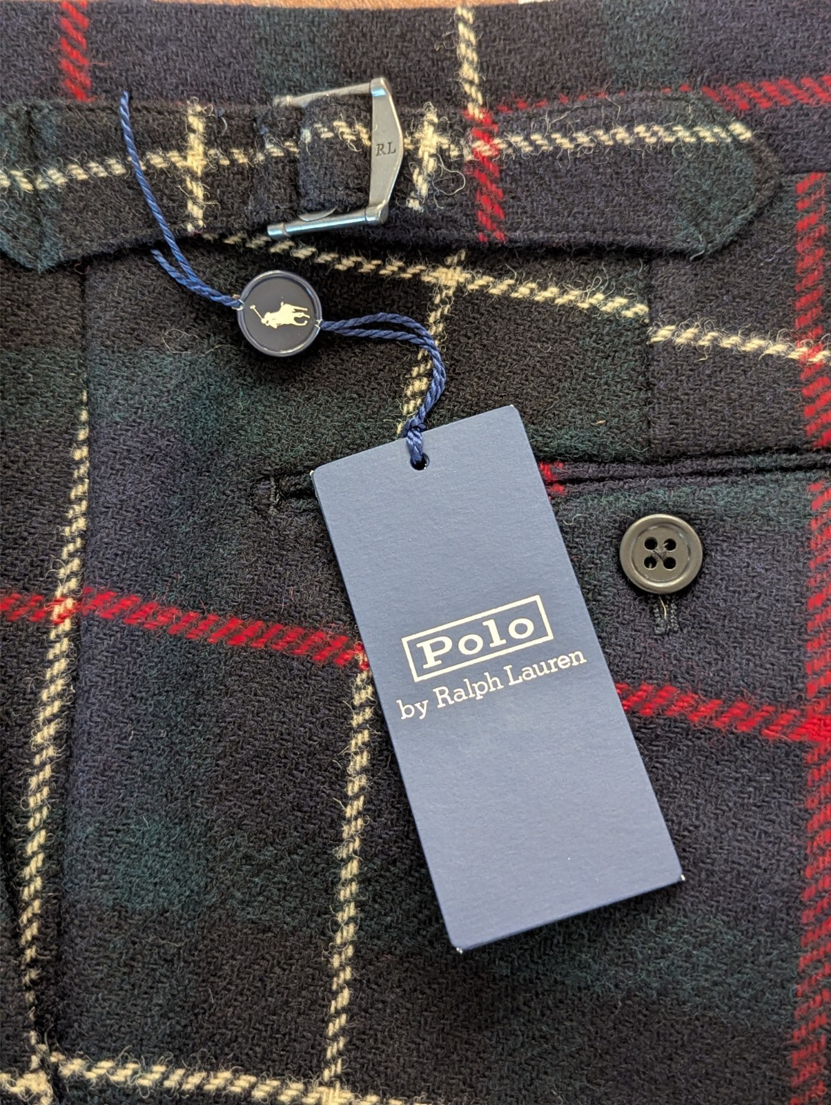 POLO Ralph Lauren Tailored Plaid Wool Suit, Velvet Collar, Size 38 R NWOT Italy