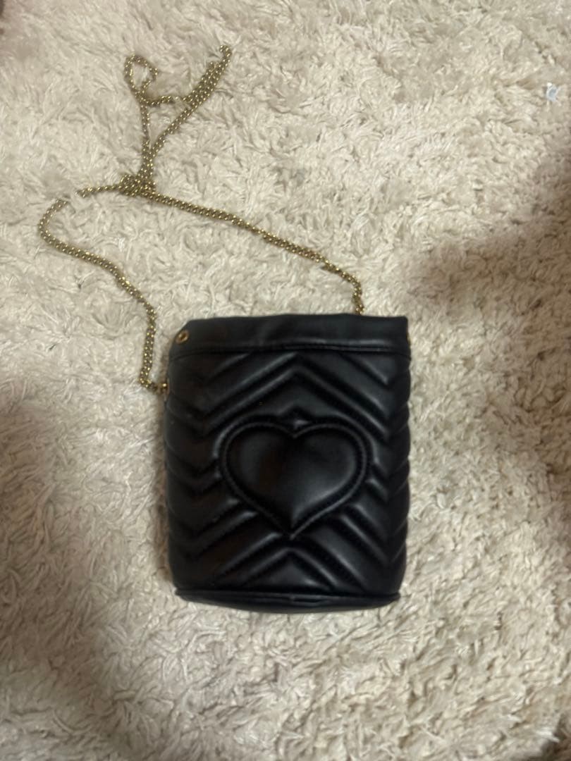 GUCCI Marmont GG Chain Shoulder Bag Drawstring Leather Black Gold Hardware Japan