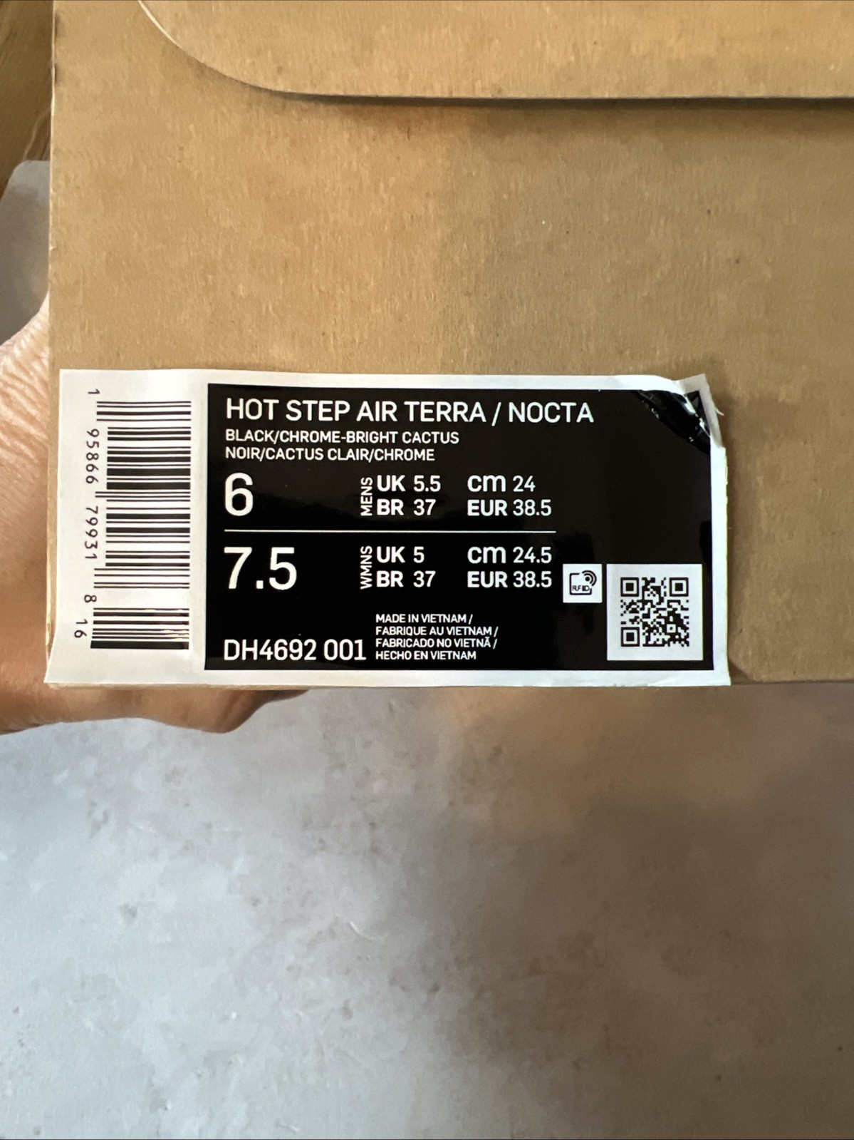 New Size 6M/7.5W Nike Air Terra Hot Step x NOCTA Drake Black/Chrome