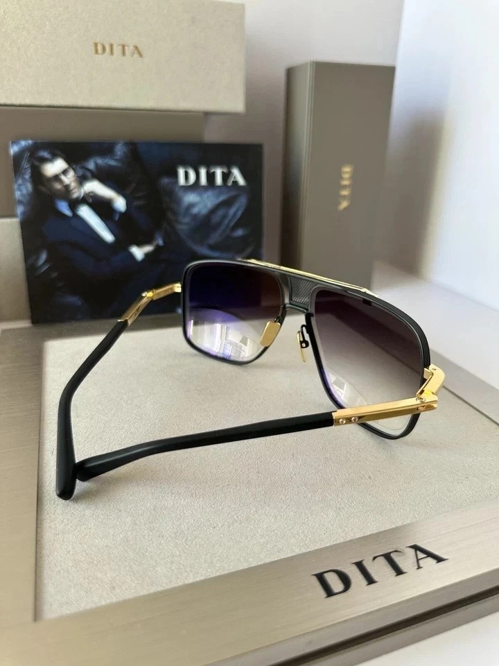 DITA Mach Five DRX2087 Matte Black Gold Sunglasses Grey Gradient Lens Unisex