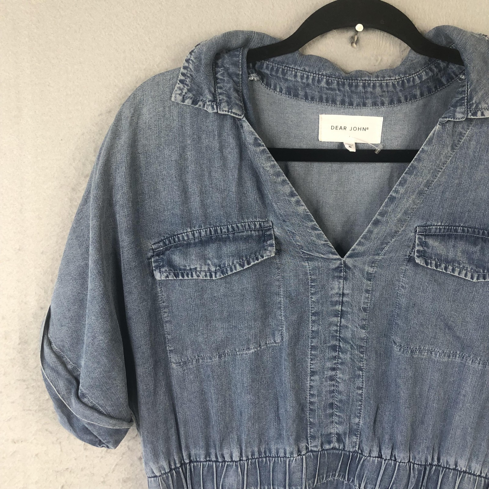 Dear John Denim Dress Womens Medium Tencel Chambray Blue Western Boho Casual