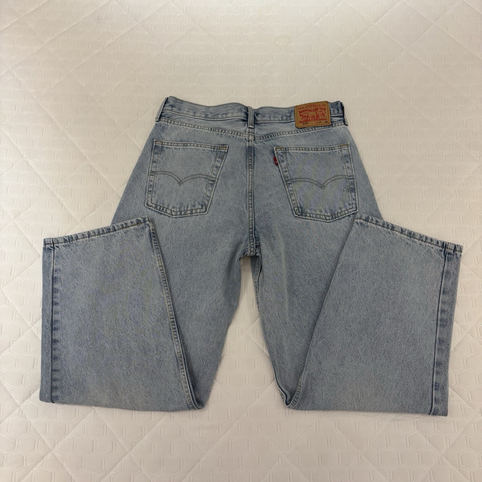 Levi’s Men’s 578 Series Light Wash Blue Wide-Leg Denim Jeans Regular Fit