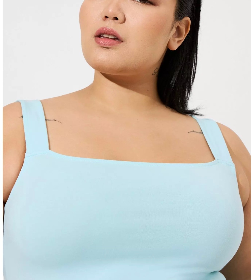 Torrid Crop Tank Size 1X 14-16 Foxy Squareneck Sleeveless Atomizer Blue NWT
