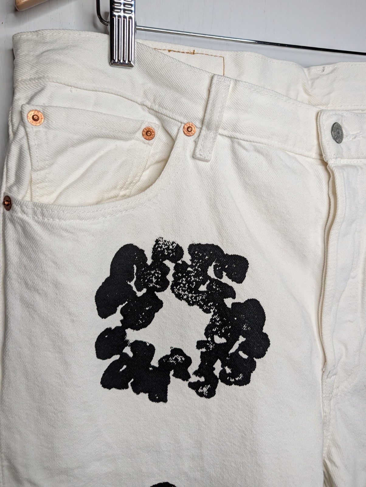 Levi’s Jeans X Denim Tears Floral Embroidered White Straight Men Size 36