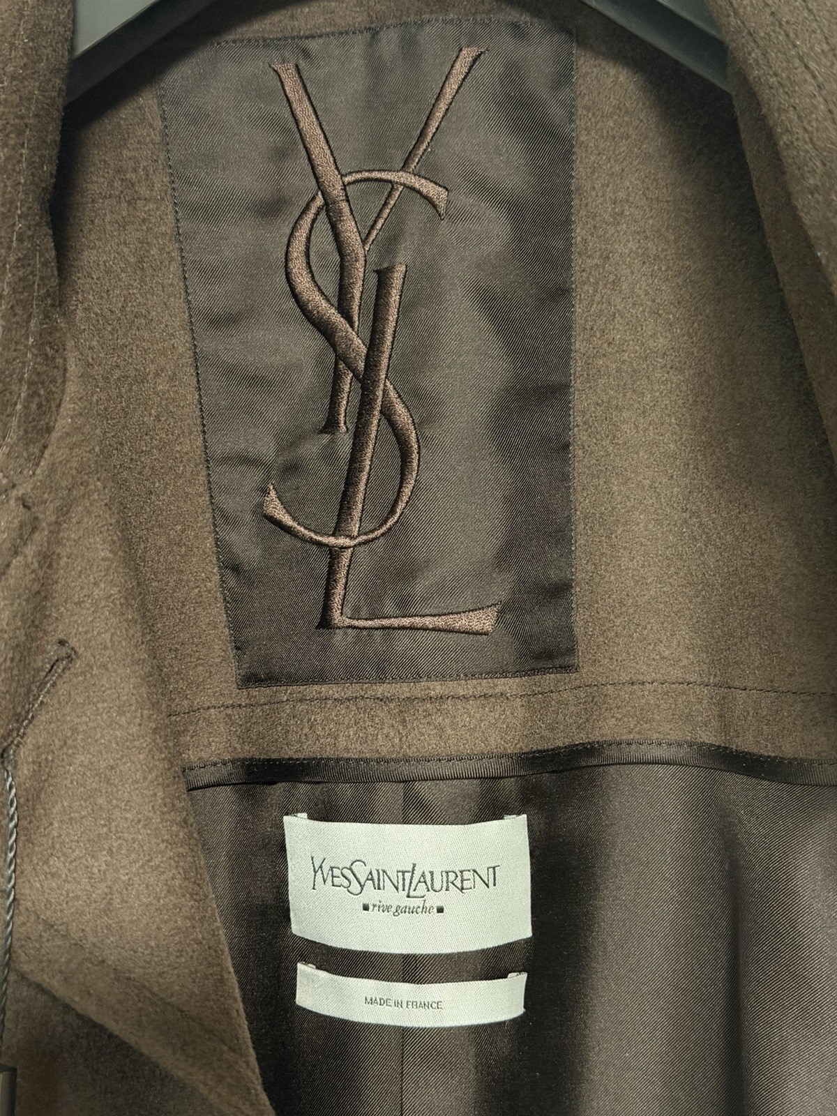 Yves Saint Laurent ‘Rive Gauche’ Cashmere Coat. Brown. New. FR 42. IT 44/46. M/L