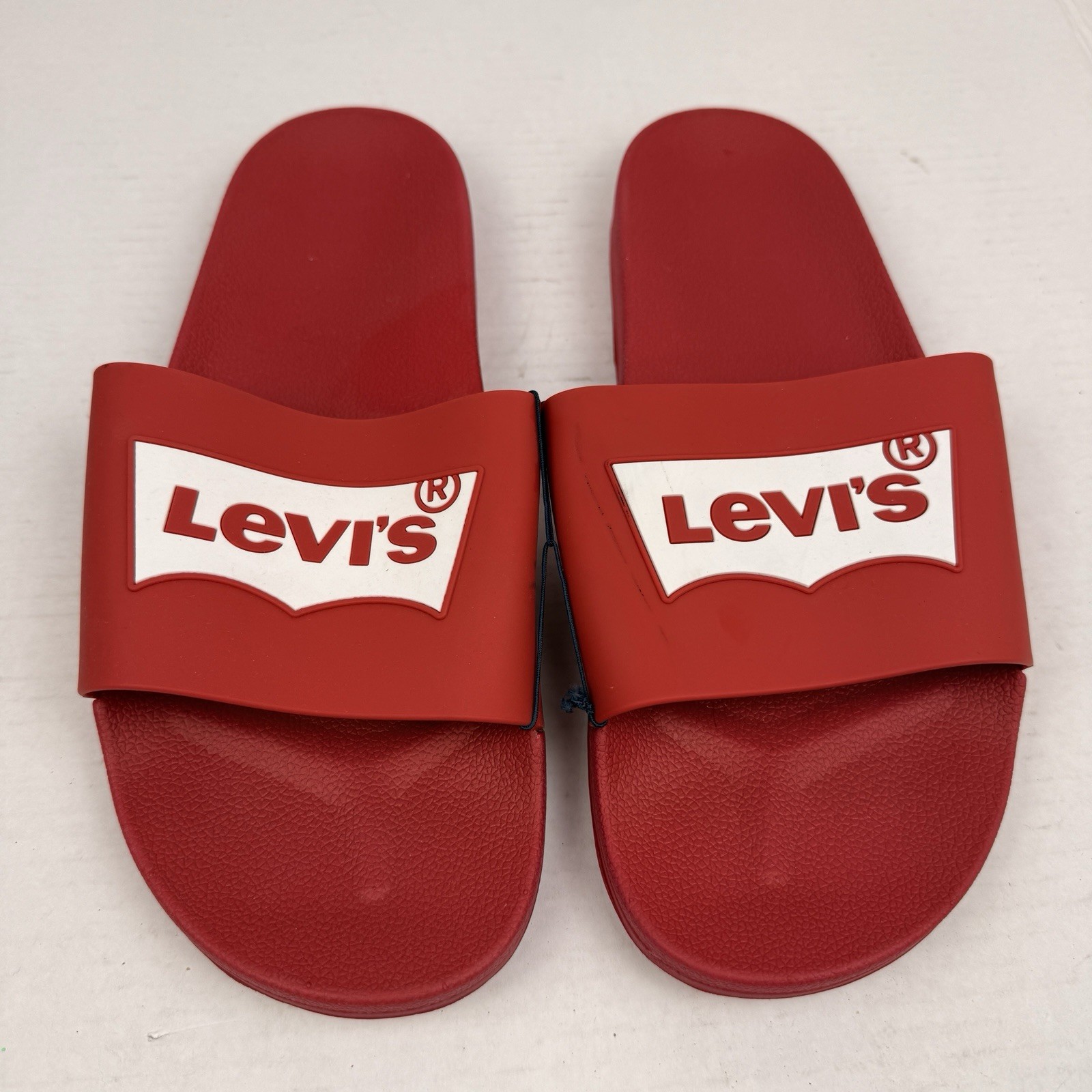 Levi’s Men’s Logo Slide Sandals Red Slip-On Rubber Upper US 12