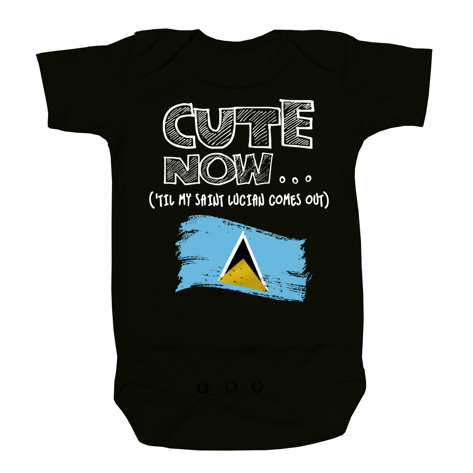 Cute Now… ‘Til My Saint Lucian Comes Out Infant Baby St Lucia Flag Bodysuit