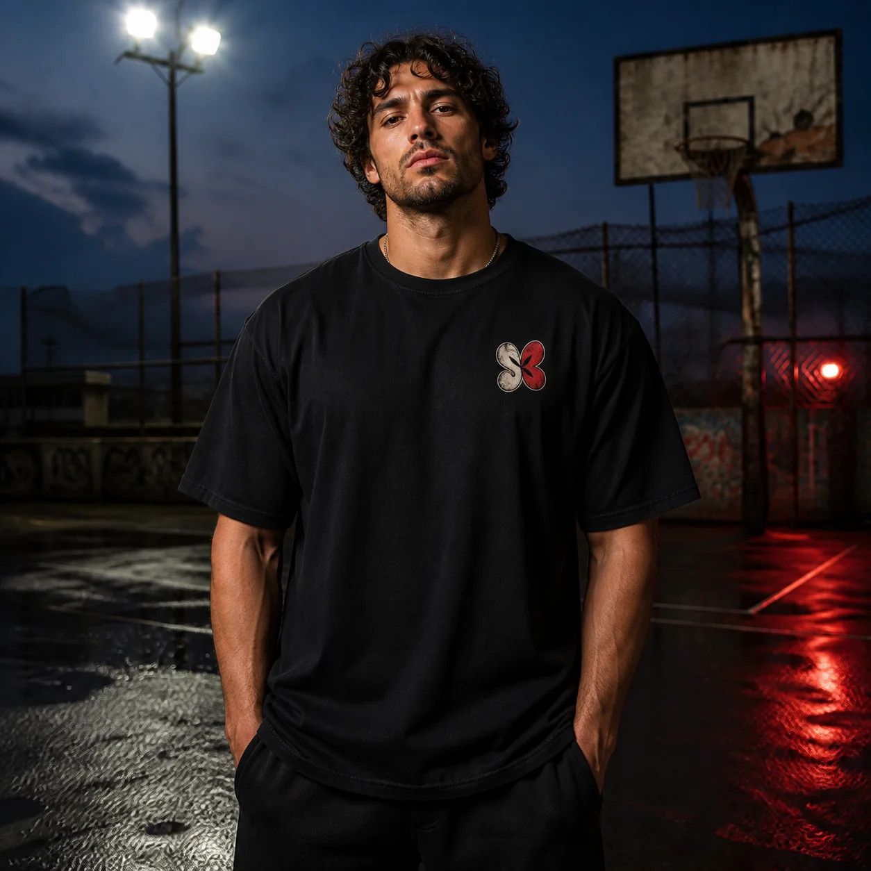 Serial Bloom Bigfoot Basketball Back Print Graphic T-Shirt Black Unisex