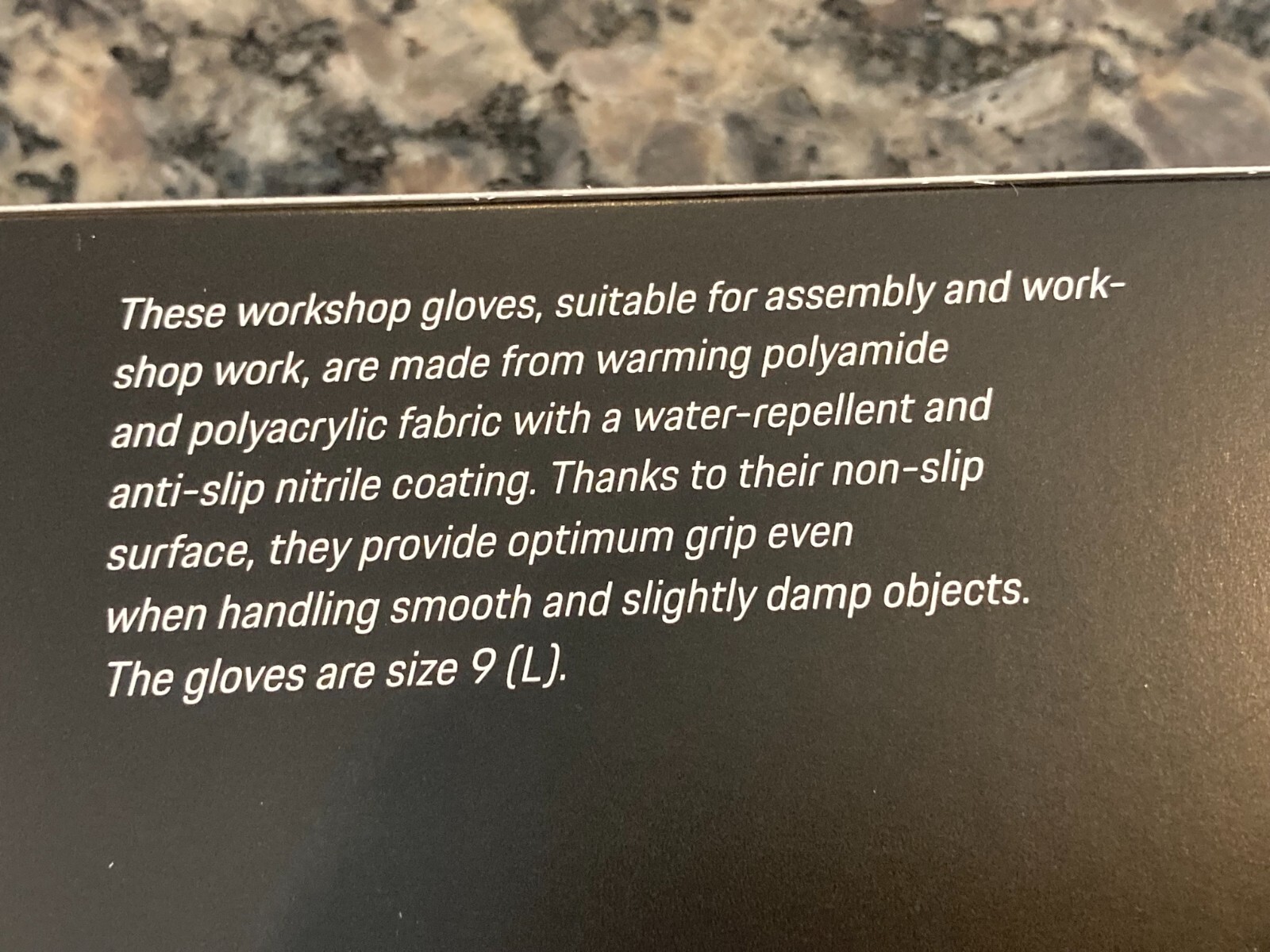 PORSCHE DESIGN FACTORY, OEM TECHNICIAN/SHOP/WORK GLOVES. MEDIUM SIZE 9. UNUSED.