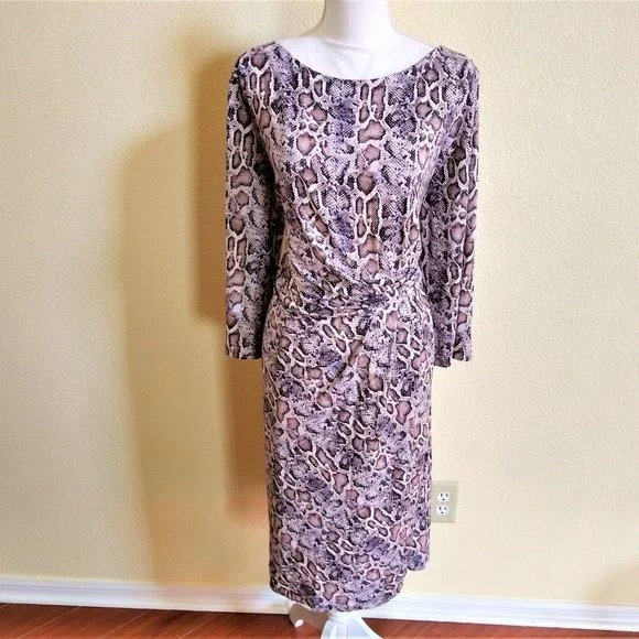 Apanage Snake Print Dress with Long Sleeves Size 16