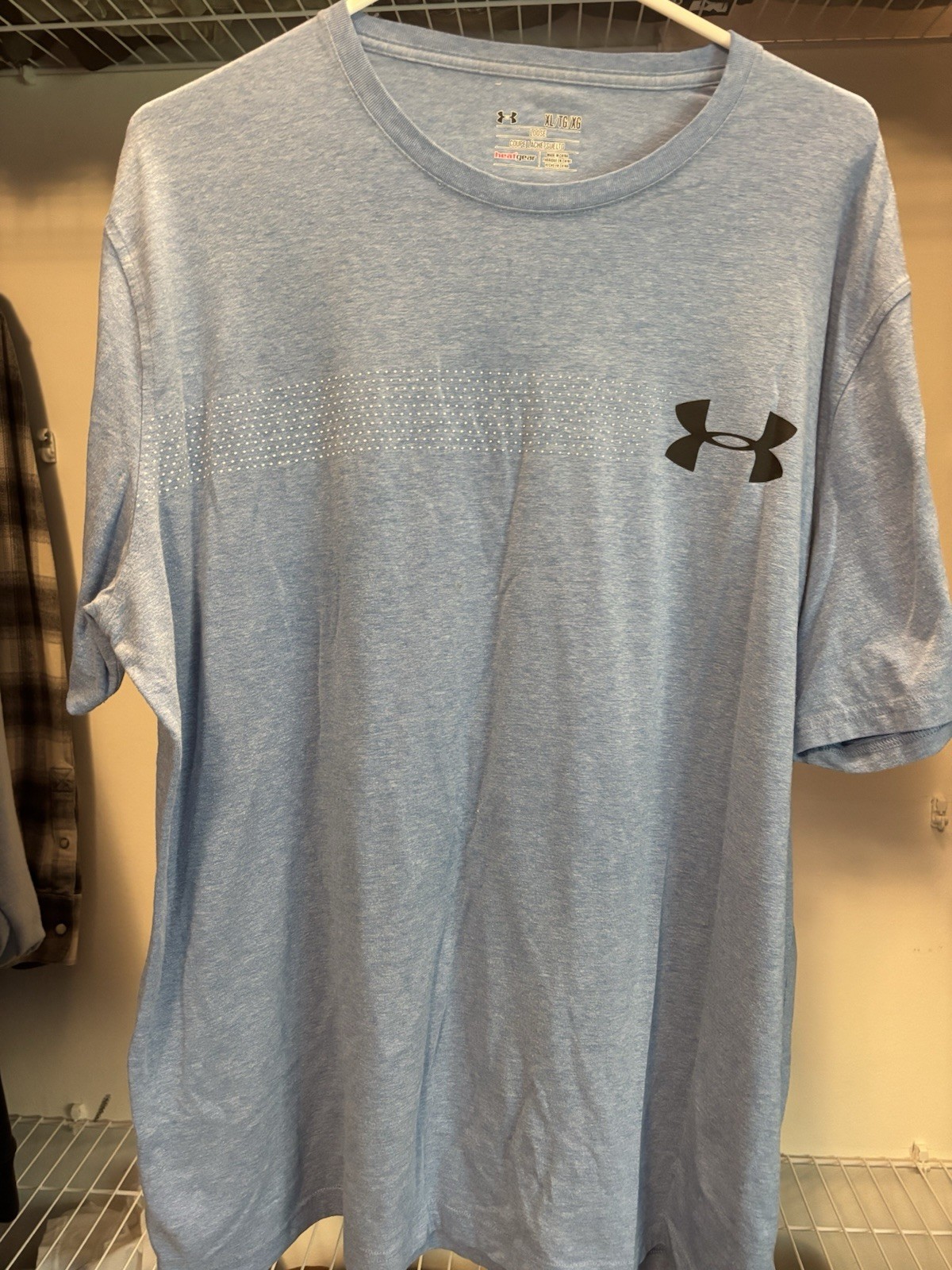 Under Armour HeatGear Men’s XL Blue Solid Polyester Loose Crew Neck T-Shirt