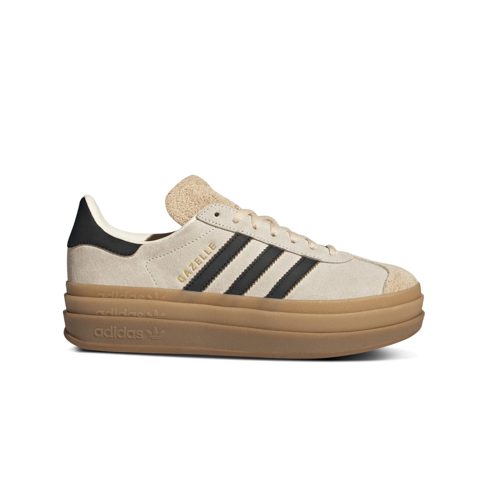 Adidas Originals Gazelle Bold (Cream White/Black/Sand Strata) Women Shoes JS3892