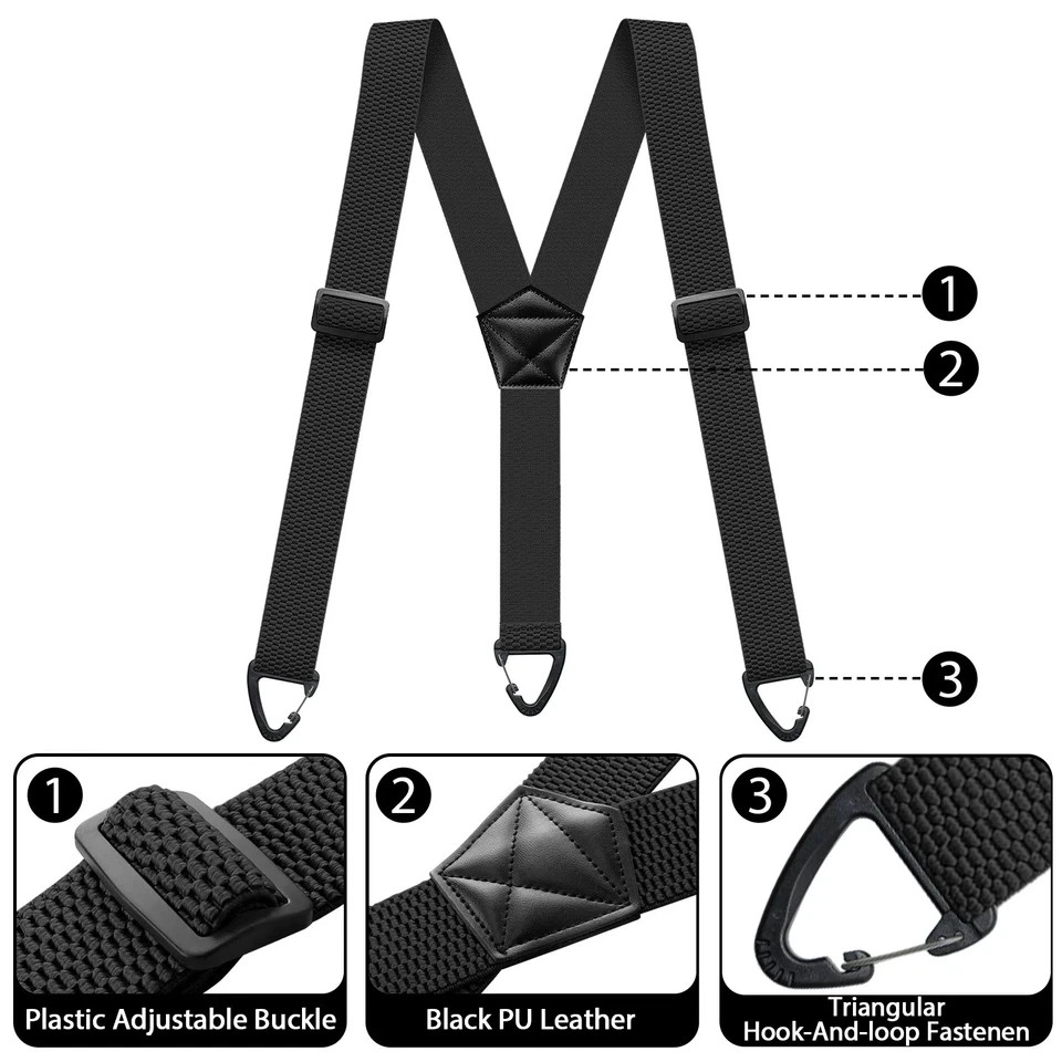 Suspenders for Men Heavy Duty, Y Shape Back Hidden Suspender 1.5″ Under Clothing
