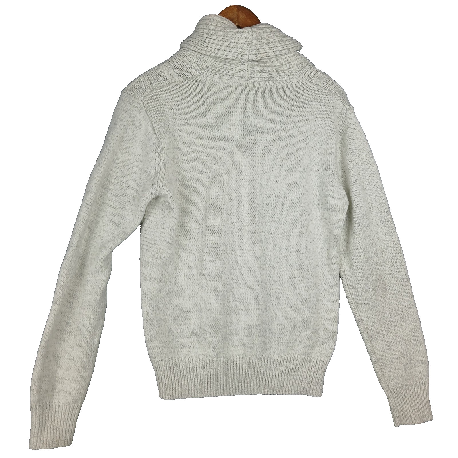 Emerald Isle Knitwear Sweater Mens Medium Beige Cable Knit Ribbed Shawl Collar