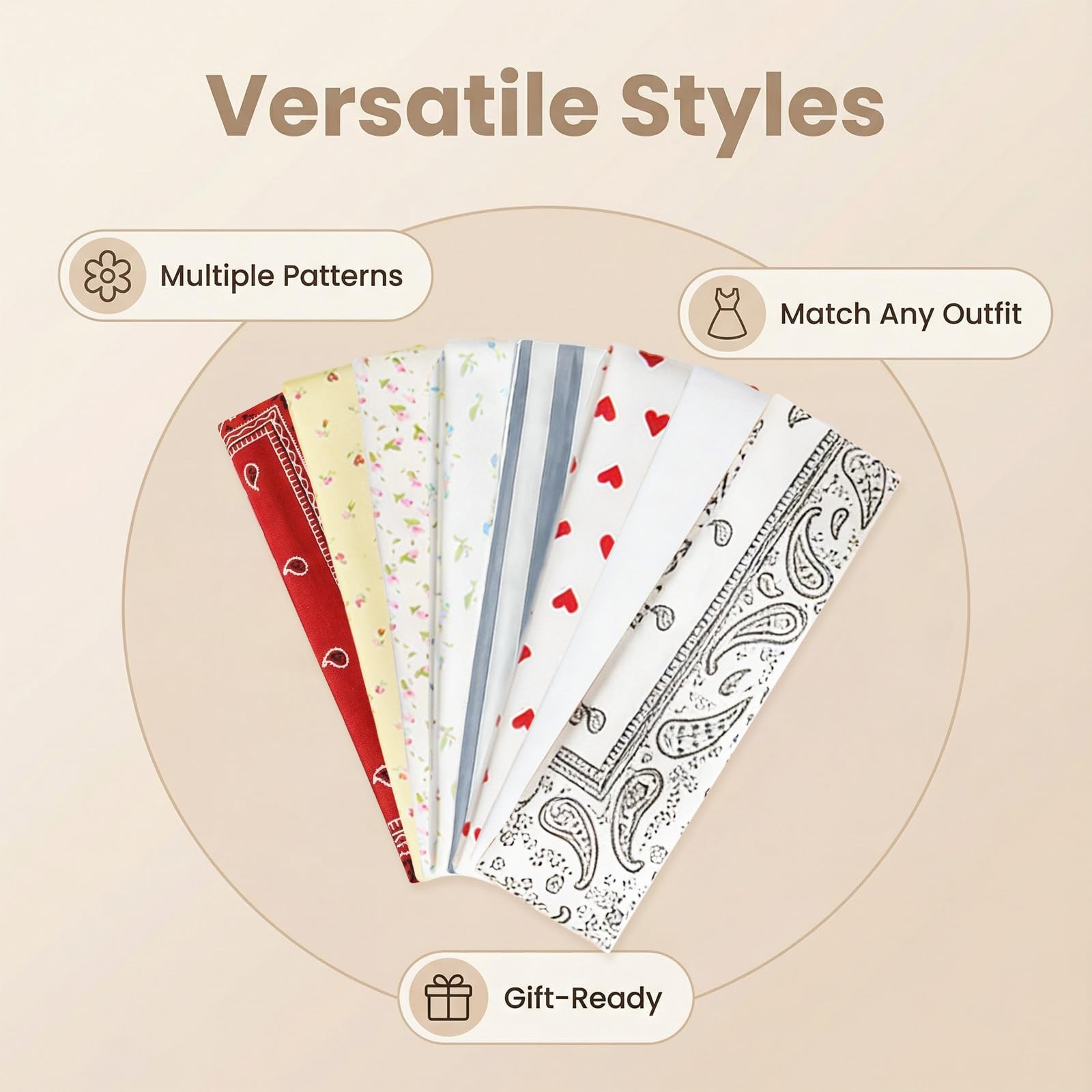 HOLAILS 8Pcs Cute Soft Colth Headbands for 2.36in*9in, Color-Vivid