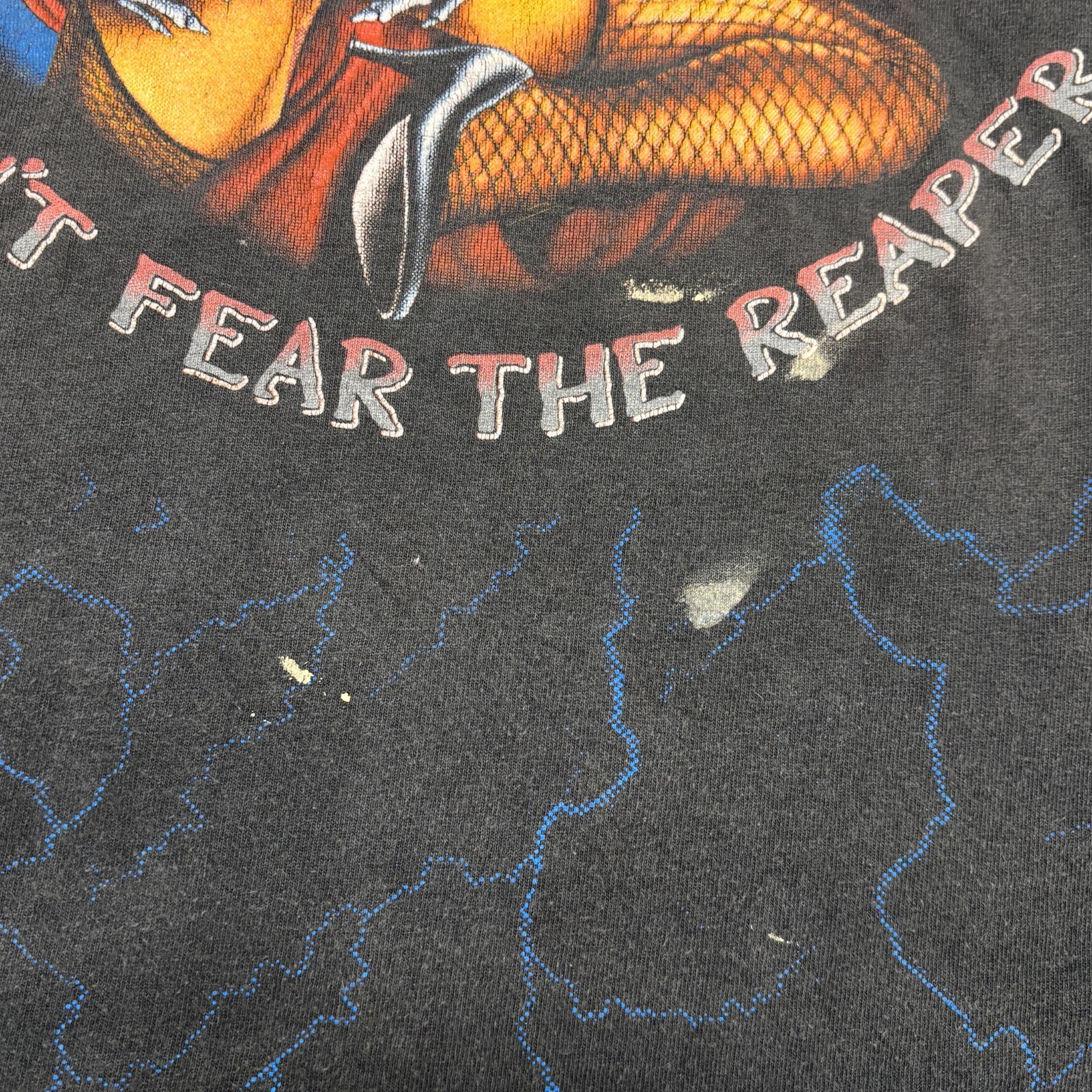 Vintage 3d Emblem Shirt XL Black 90s Single Stitch Reaper All Over Print Harley