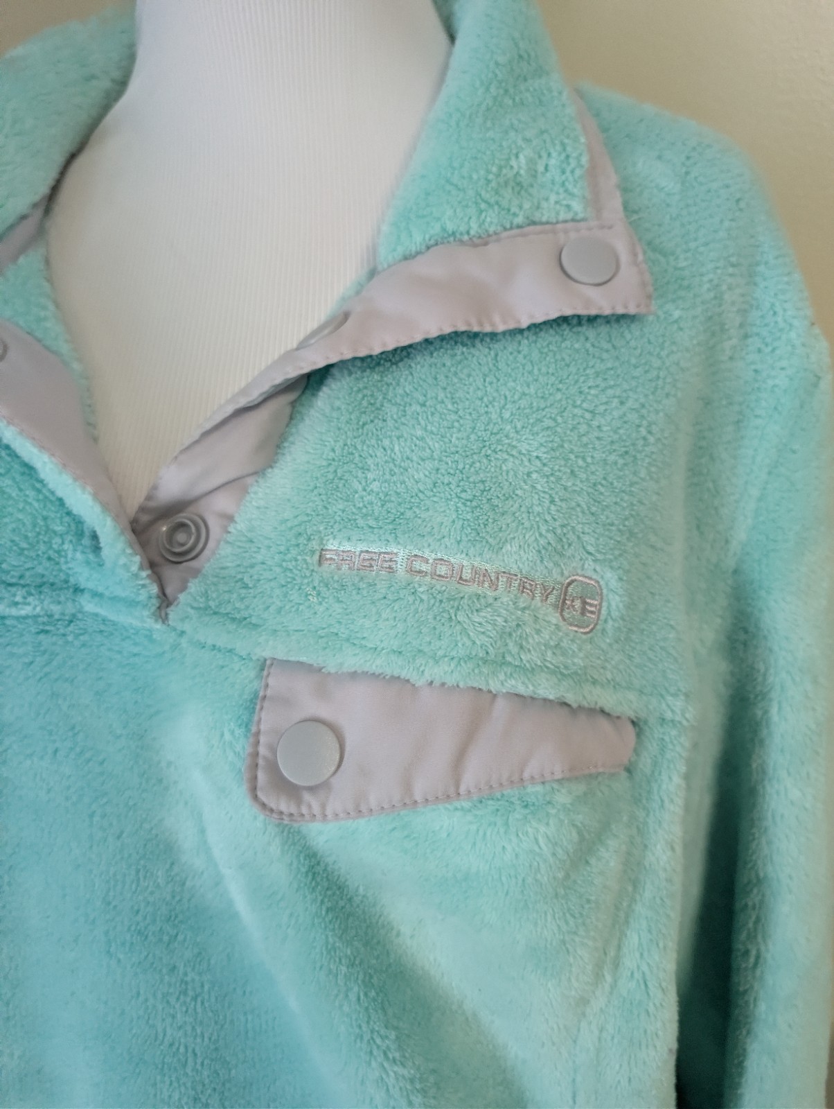 Jacket Free Country 2X Fleece Womens Venture Butter Snap Up Aqua Haze