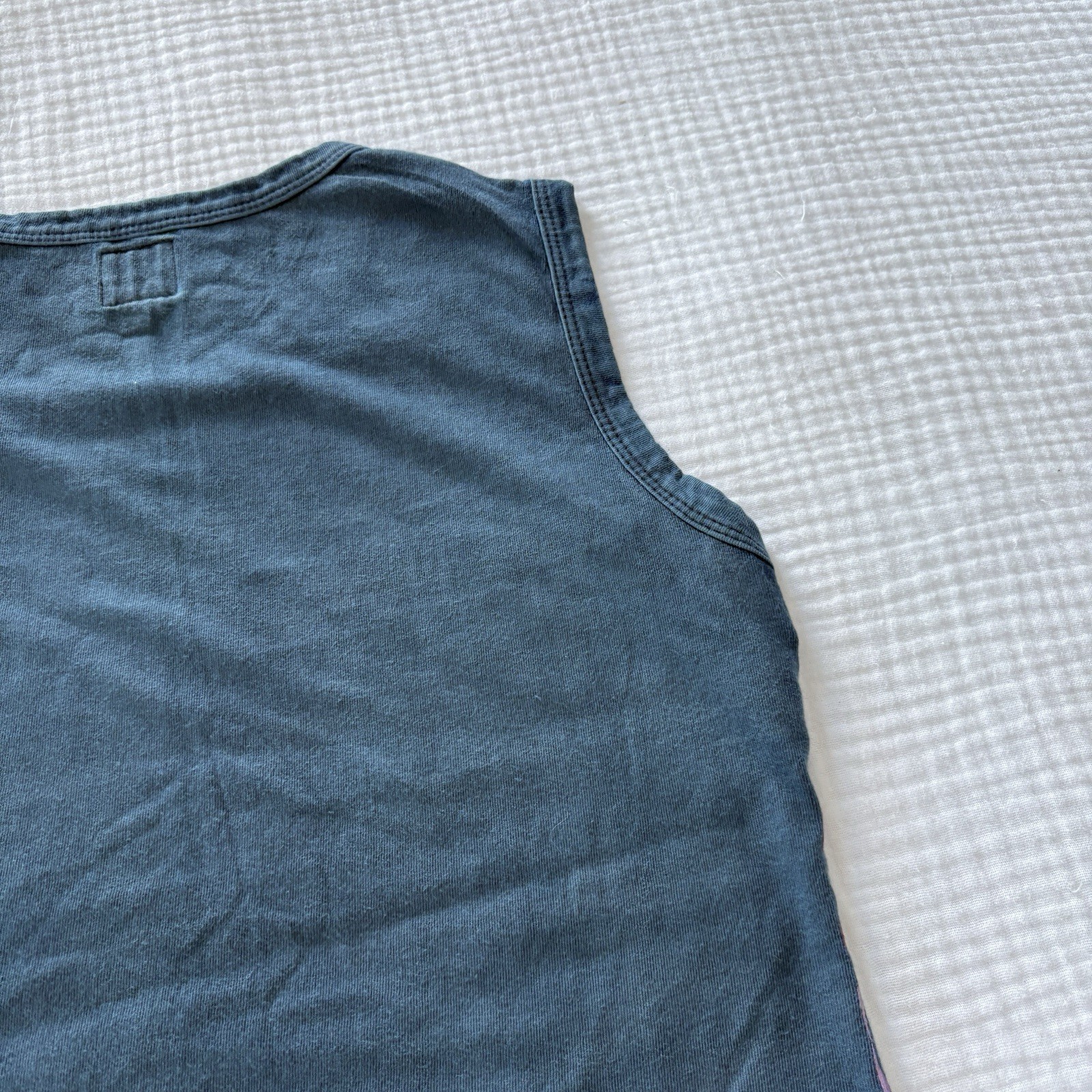 Miss Sixty Graphic Tank Top Y2K Teal Blue Pink Face Print Velvet Devore Small