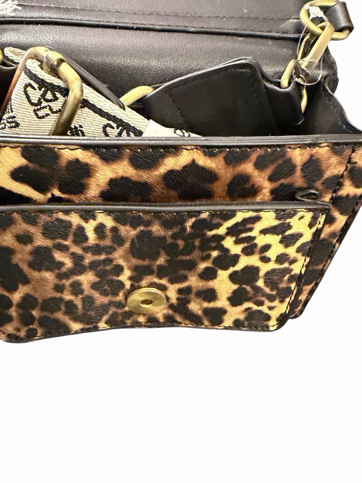 Cavalli Class Como Mini Bag Top Handle Leopard w/Black Crossbody Buckle NEW $98