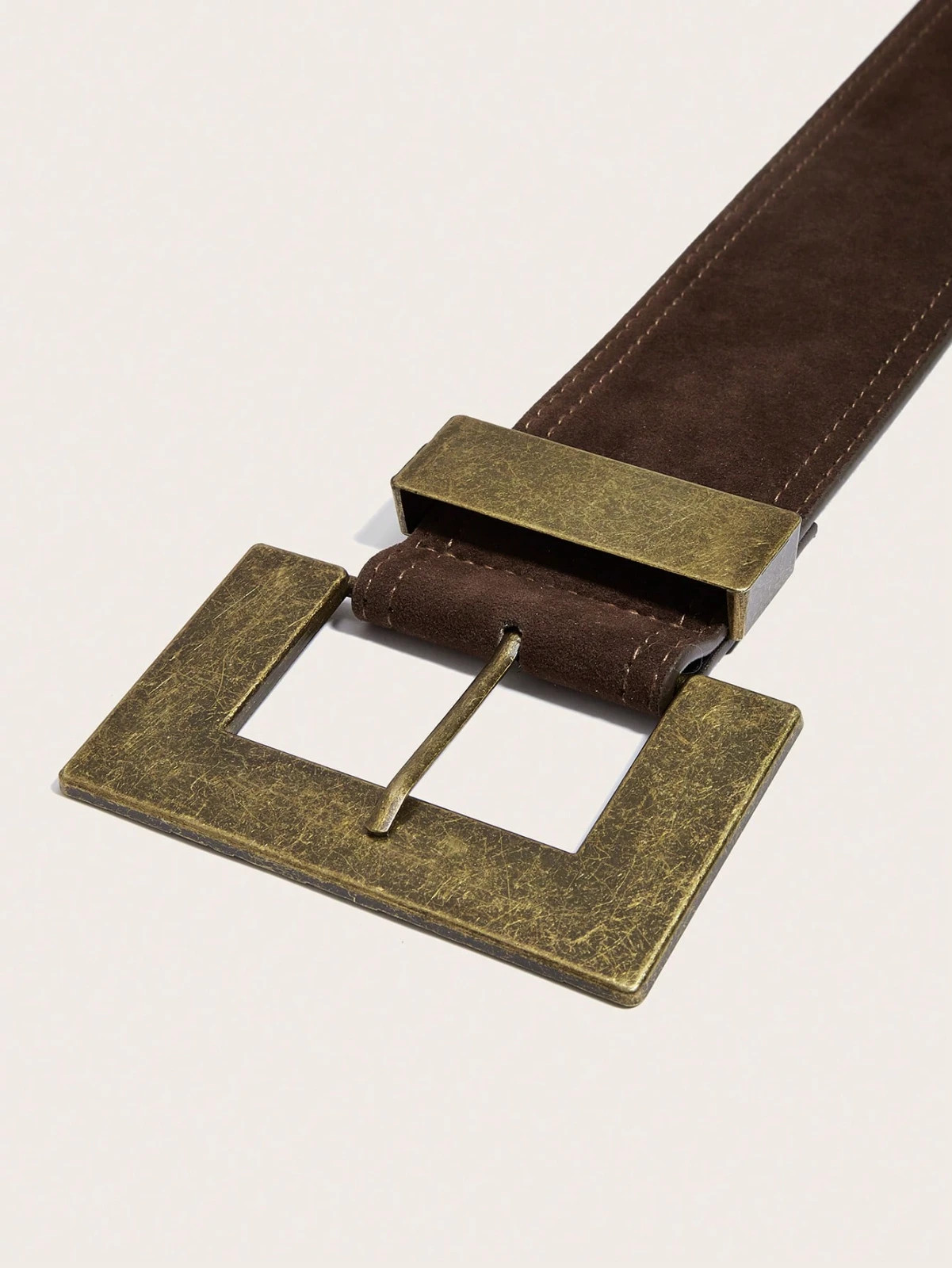 WOMEN WIDE RETRO BROWN SUEDE LEATHER BELT Size LARGE belt length is 46 in NEW