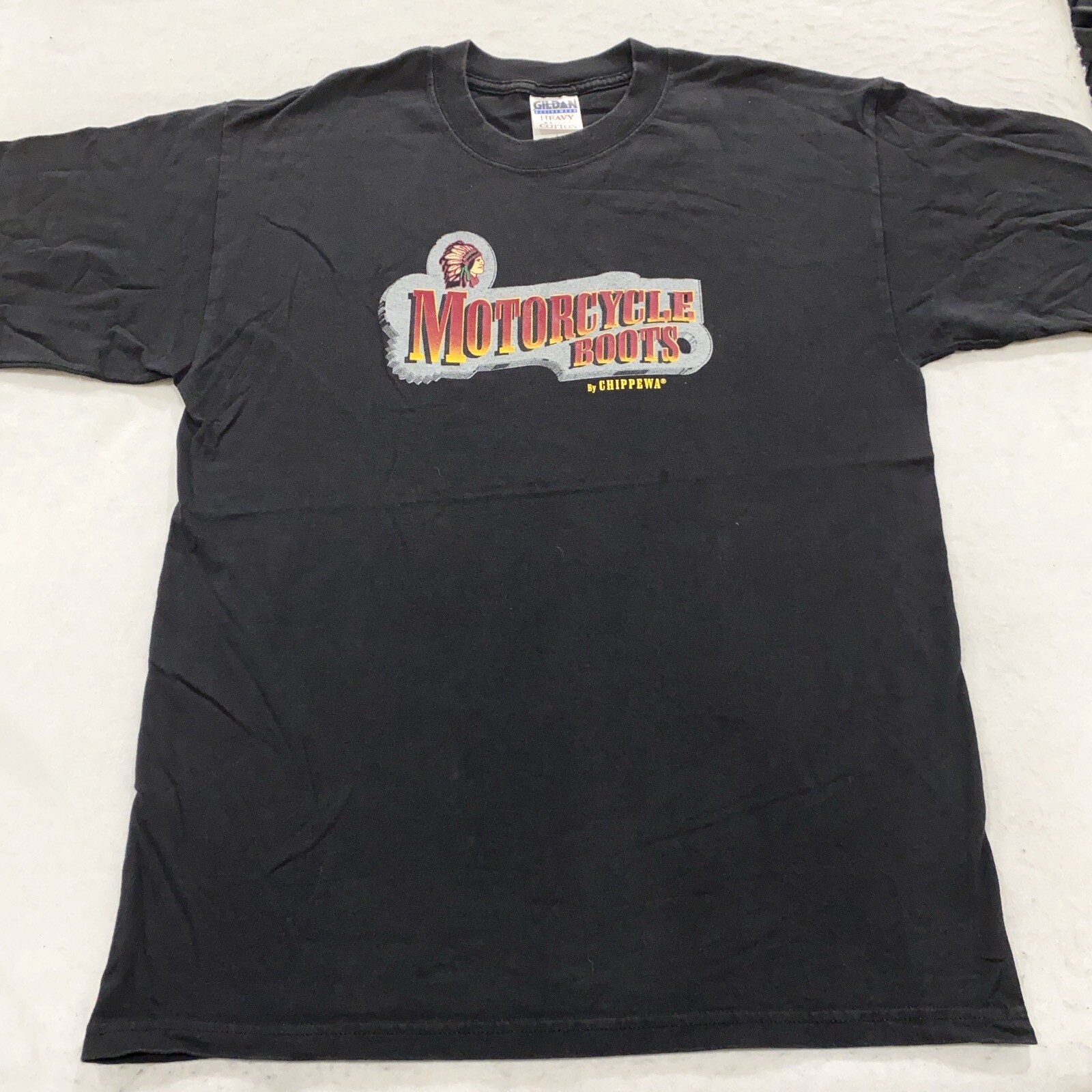 vintage 90s CHIPPEWA MOTORCYCLE BOOTS T-Shirt MEDIUM/LARGE biker soft
