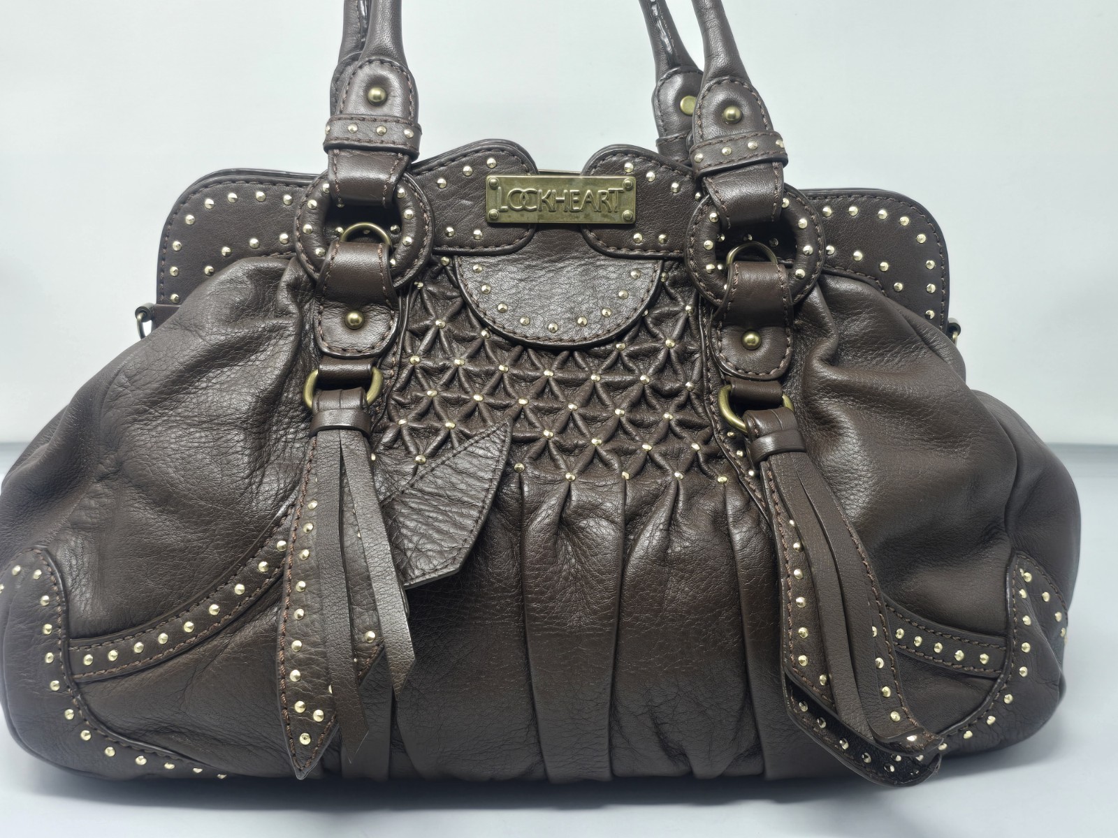 Lockheart Brown Leather Studded Handbag