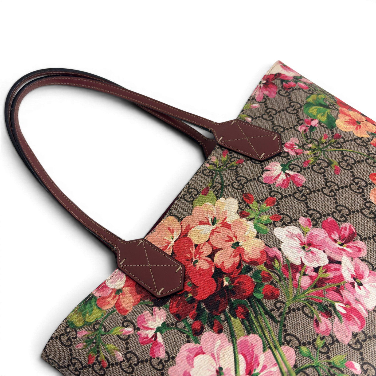GUCCI GG Supreme Monogram Blooms Reversible Tote Bag Multicolor