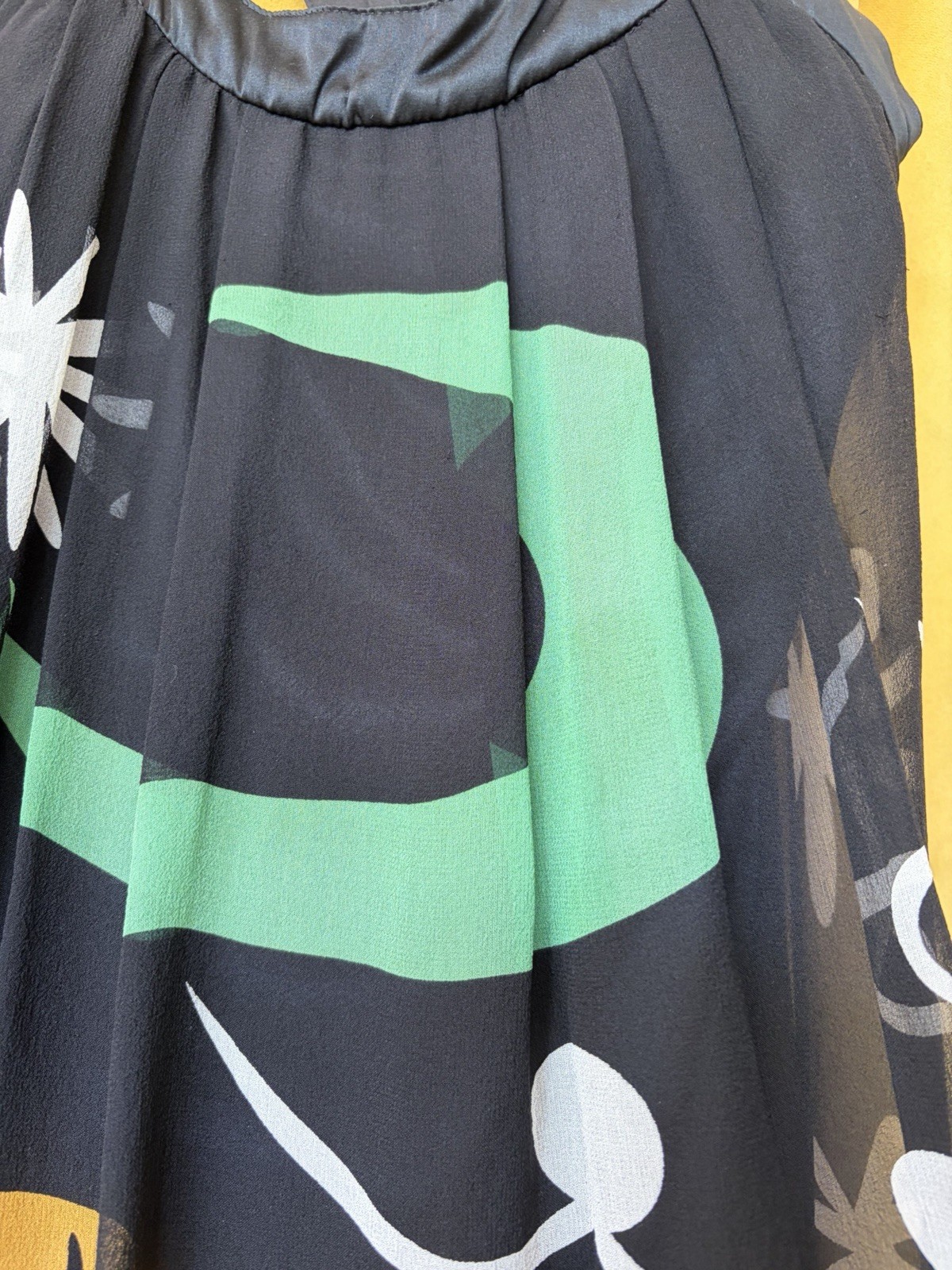 Vintage Sue Wong Silk Abstract Print Dress Miro Style Wearable Art