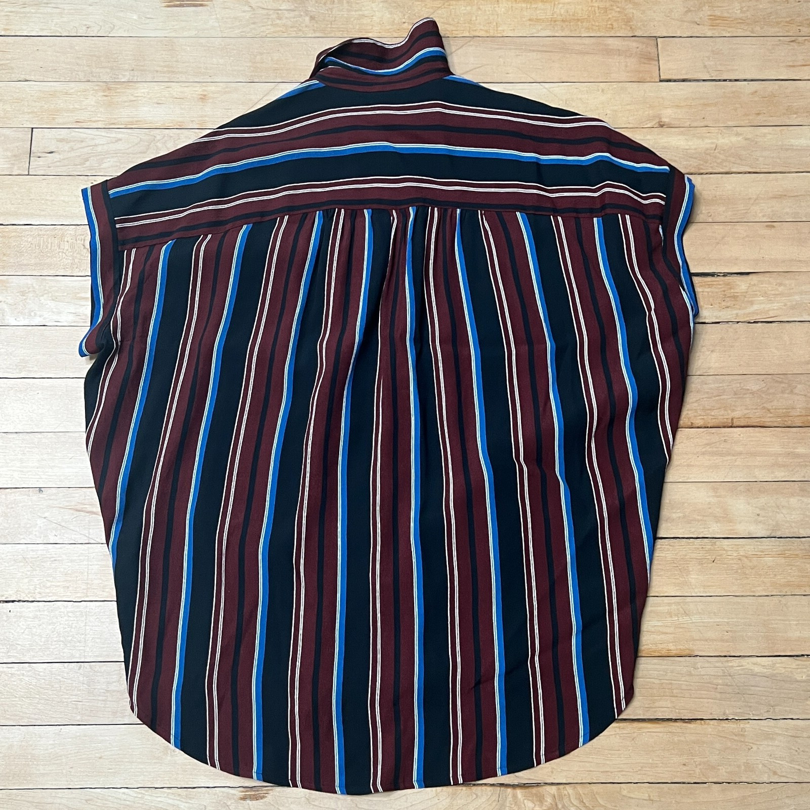 Madewell Blouse Womens Small Multi Striped Sleeveless Button Up Top Relaxed Fit