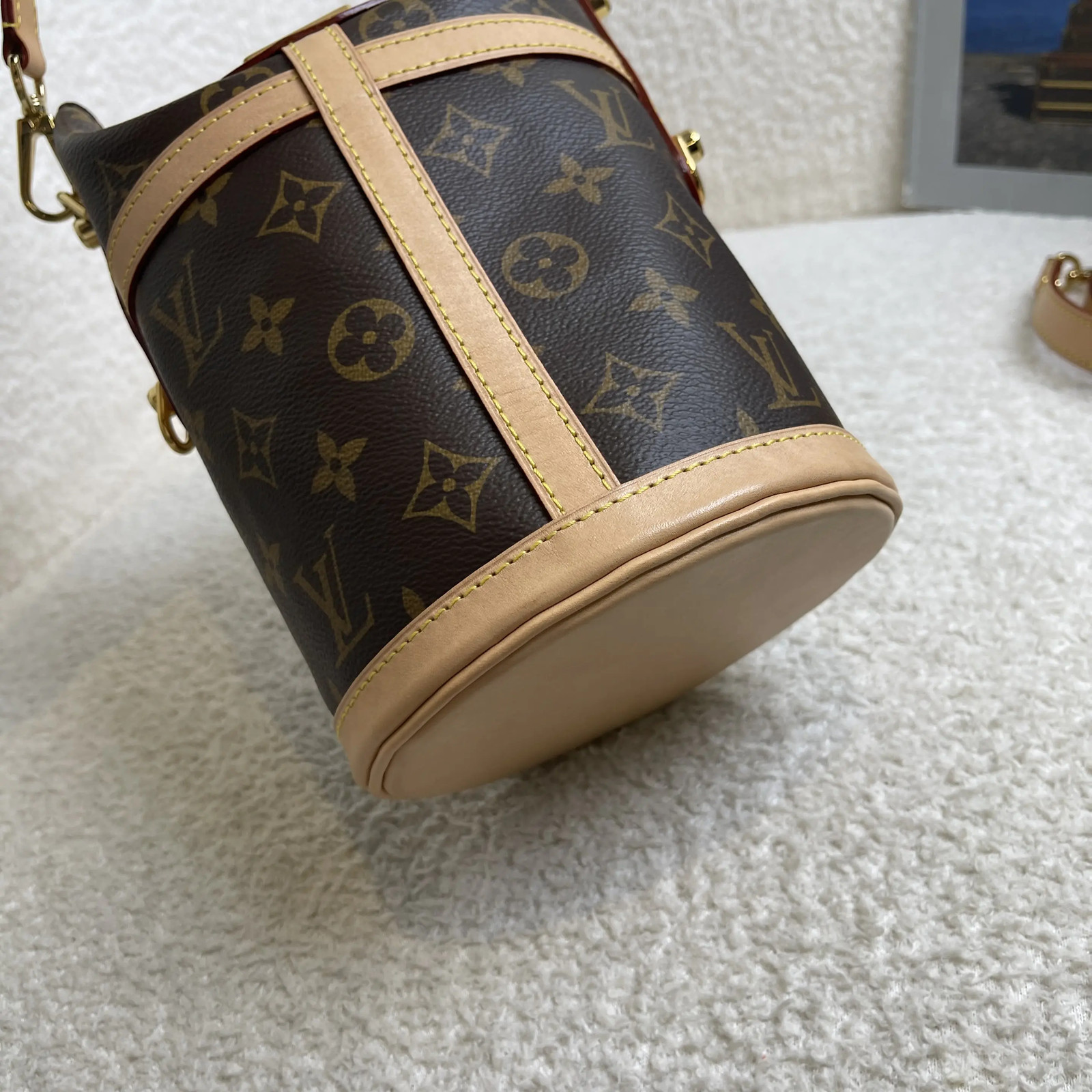 Louis Vuitton Duffle Monogram Bag Brown Leather Strap