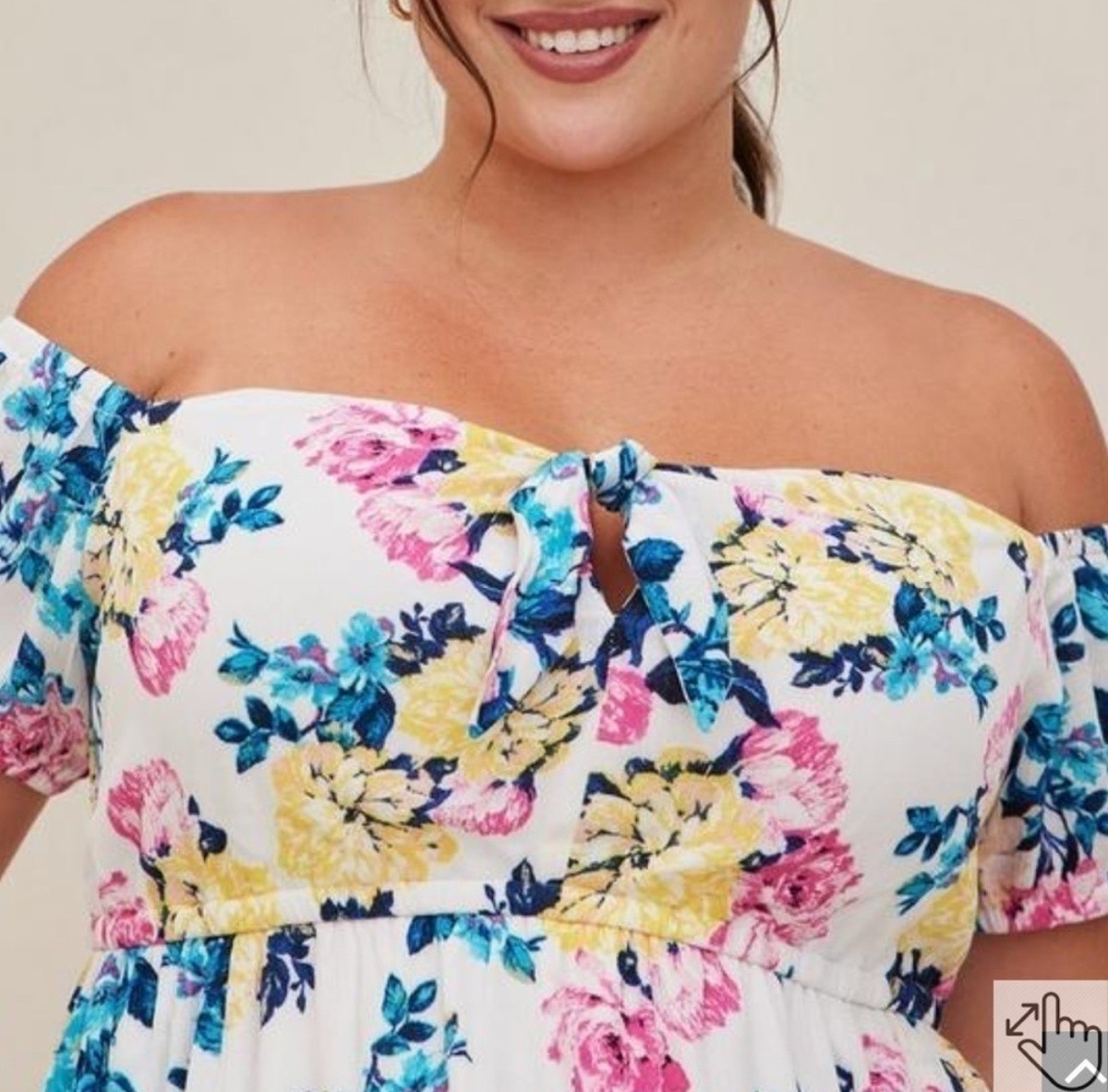 Torrid 00 White Multi Floral Mini Gauze Puff Sleeve Skater Dress NWT