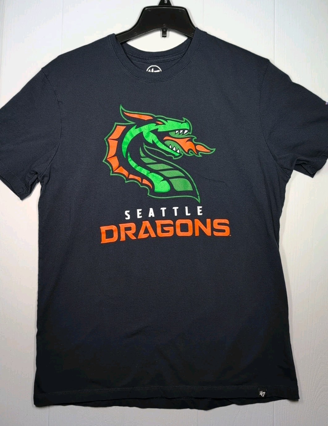 Seattle Dragons Discontinued XFL Football Team Mens T-shirt Navy Blue Size L