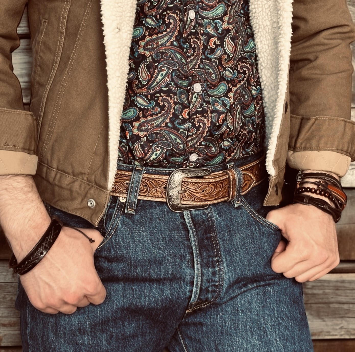 Western Belt Handmade Men’s Full Grain Leather With Buckle Cowboy Rodeo