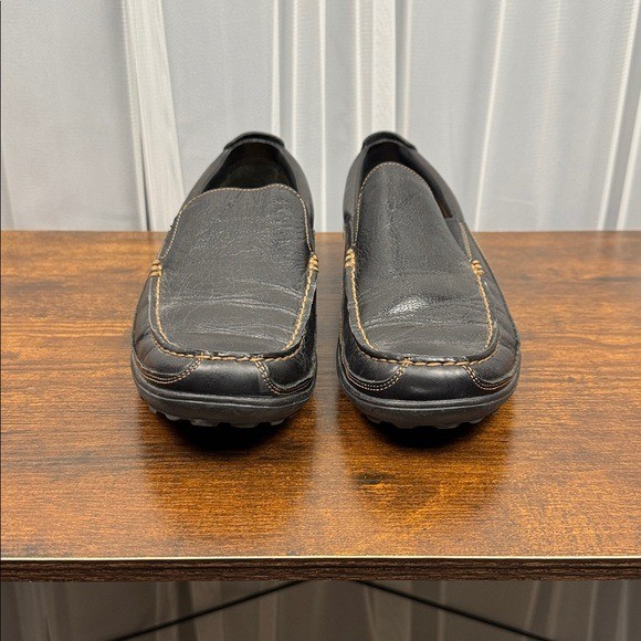 Cole Haan Mens Black Leather Slip On Loafers Comfort Casual Driving Shoes