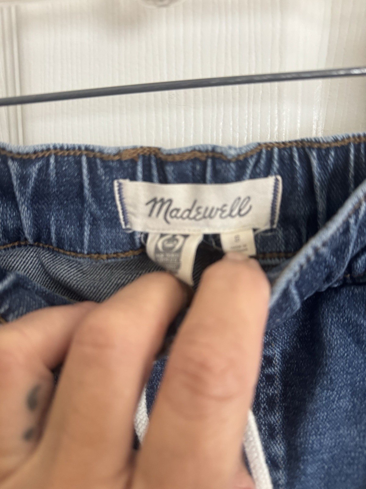 Madewell Pull On Straight Jeans Womens Small High Rise Stretch Dark Wash Denim