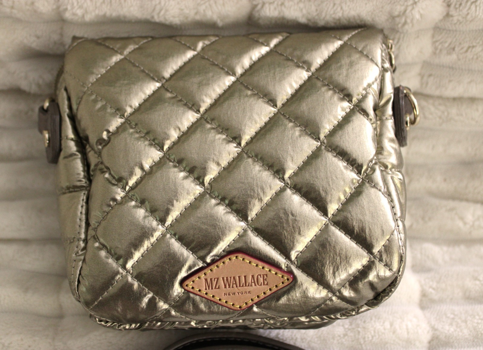 MZ WALLACE MICRO CROSBY SLING BAG ANTIQUE GOLD MSRP $205 FANNY BELT NEW OTHER