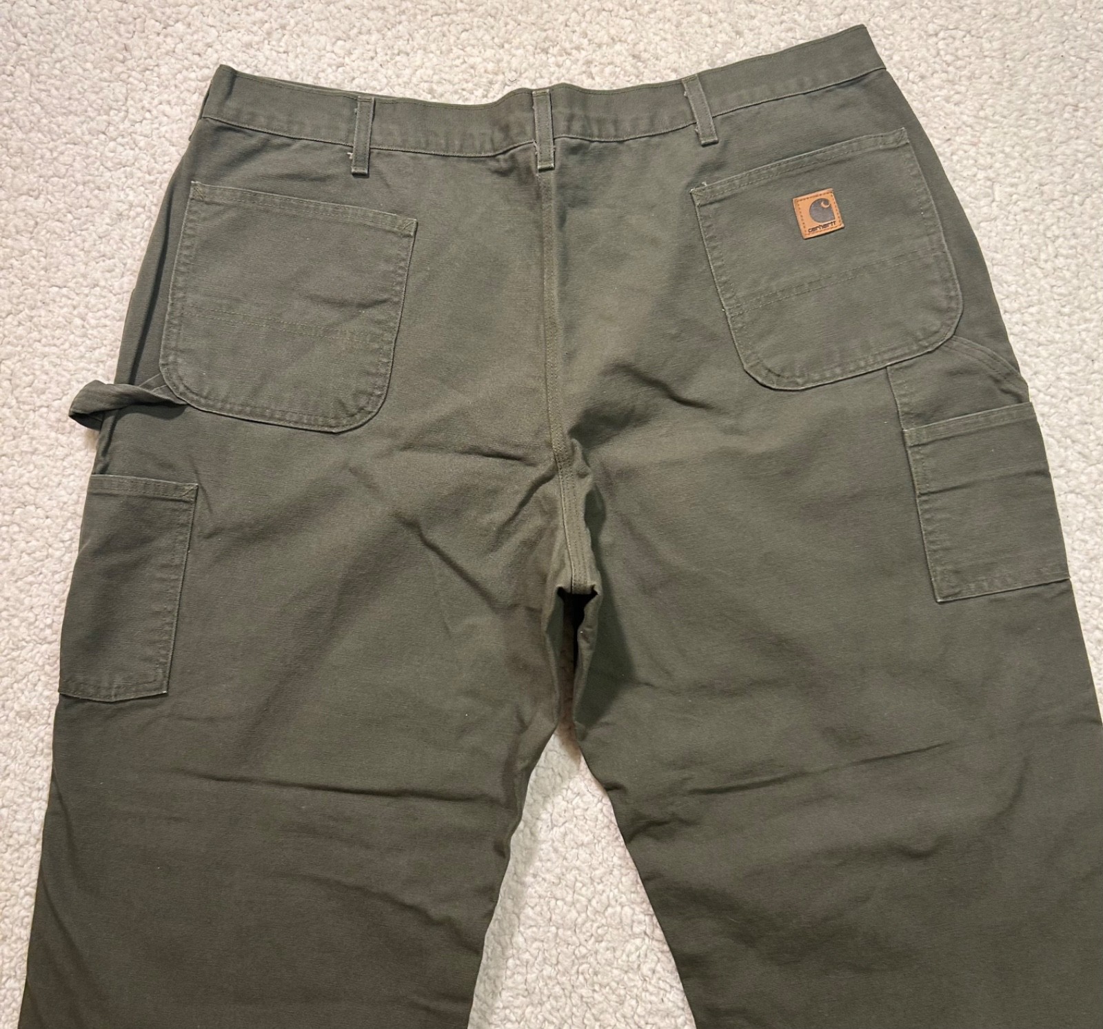 Carhartt Green B11 MOS Duck Canvas Dungaree Fit Pants Sz 44×30 USA UNION MADE