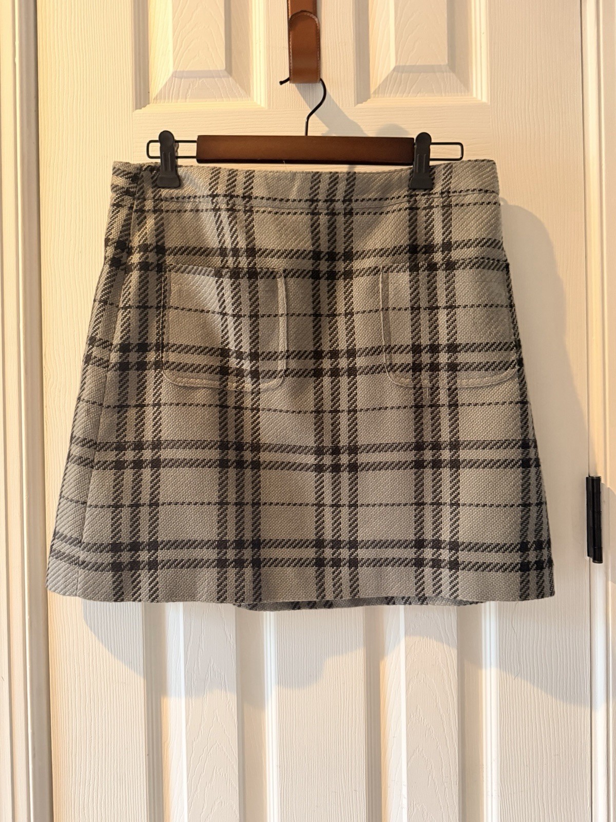 J.Crew Factory Womens Grey Plaid Mini Skirt Size 10 Dark Academia Preppy A-Line