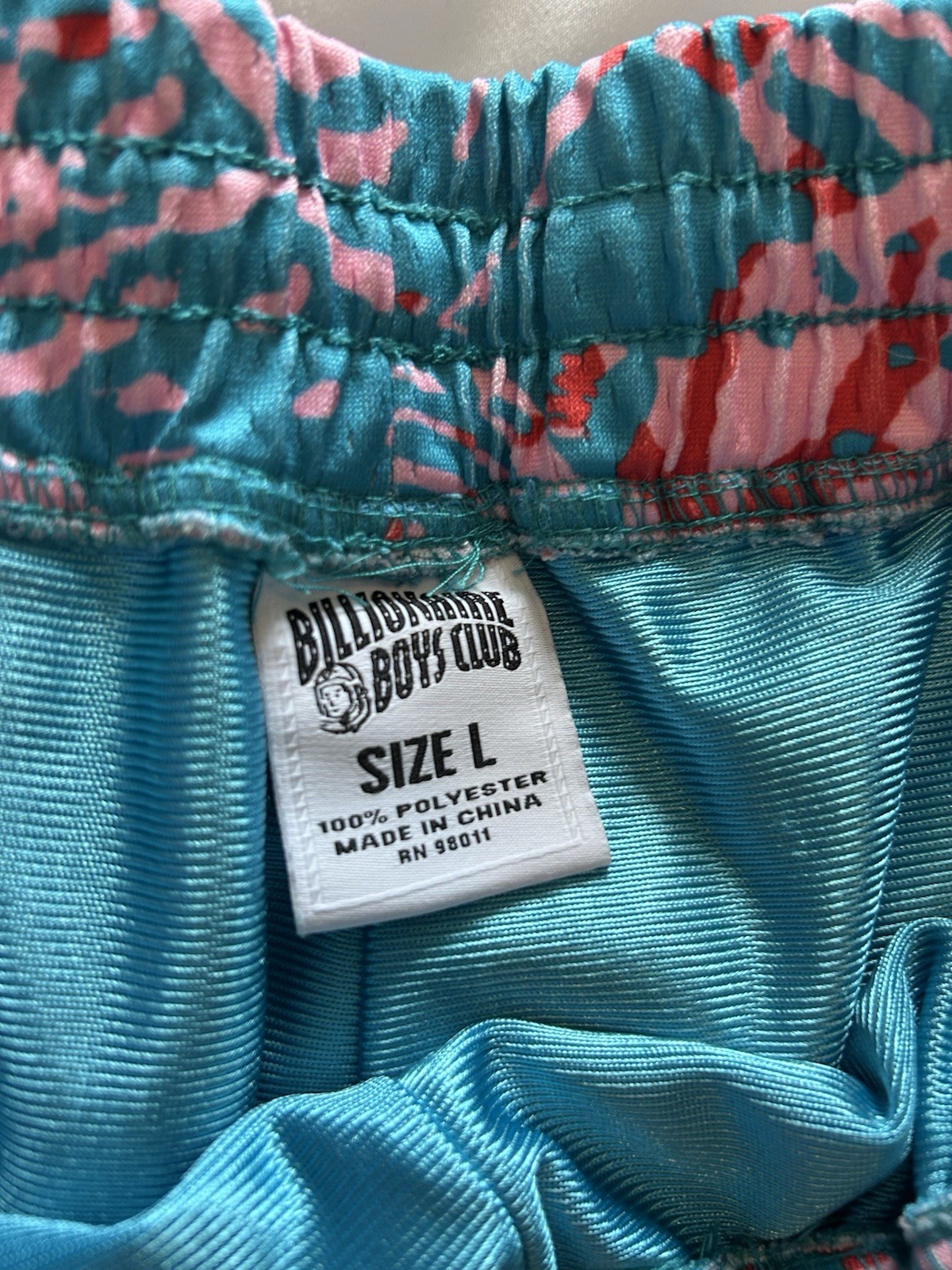 Billionaire Boys Club Men’s Sweat Shorts Abstract Teal Pink Red, Pockets