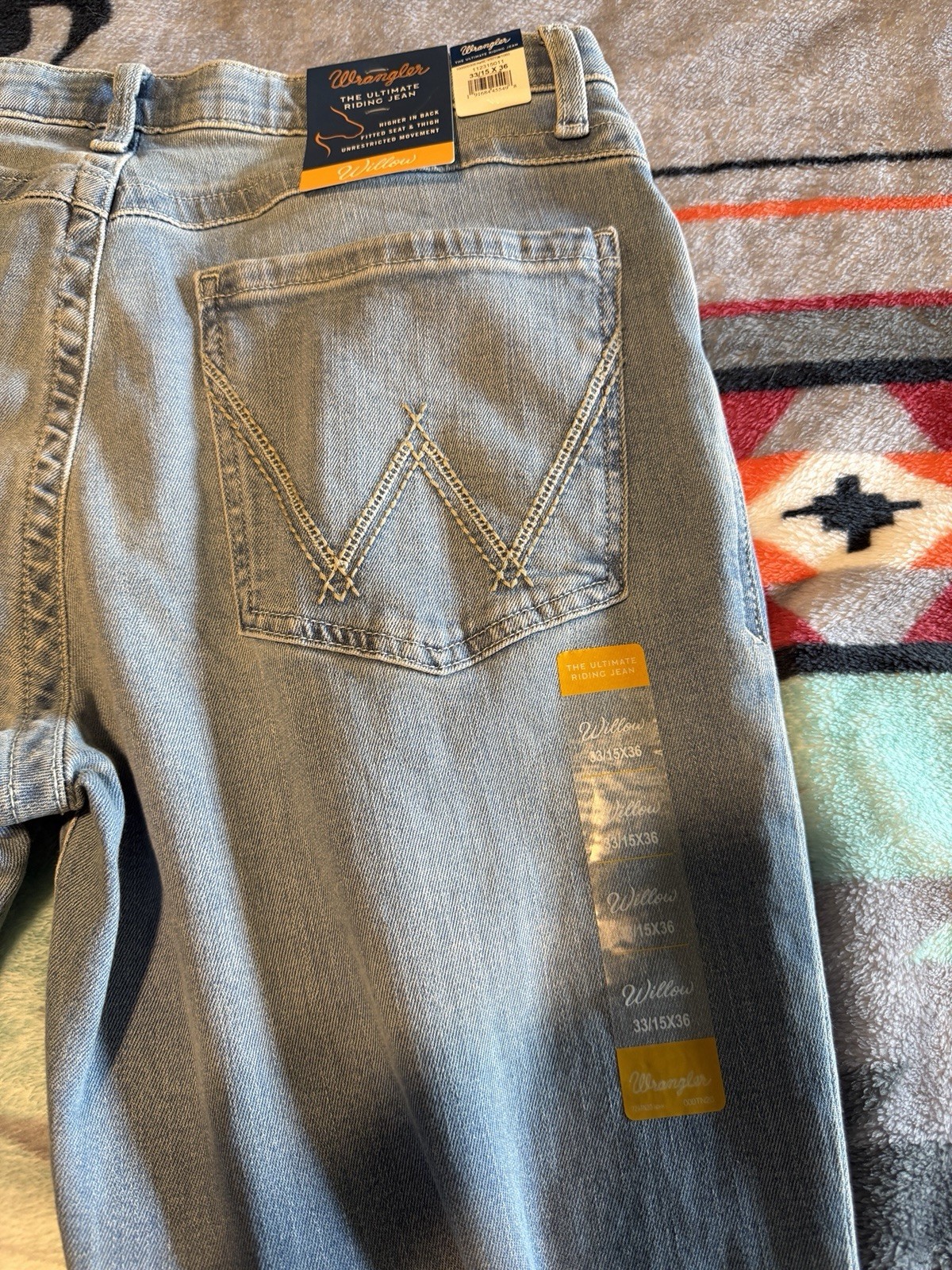 NEW NWT WOMENS WRANGLER WILLOW BOOT CUT ULTIMATE RIDING JEANS 33 15 36 LONG