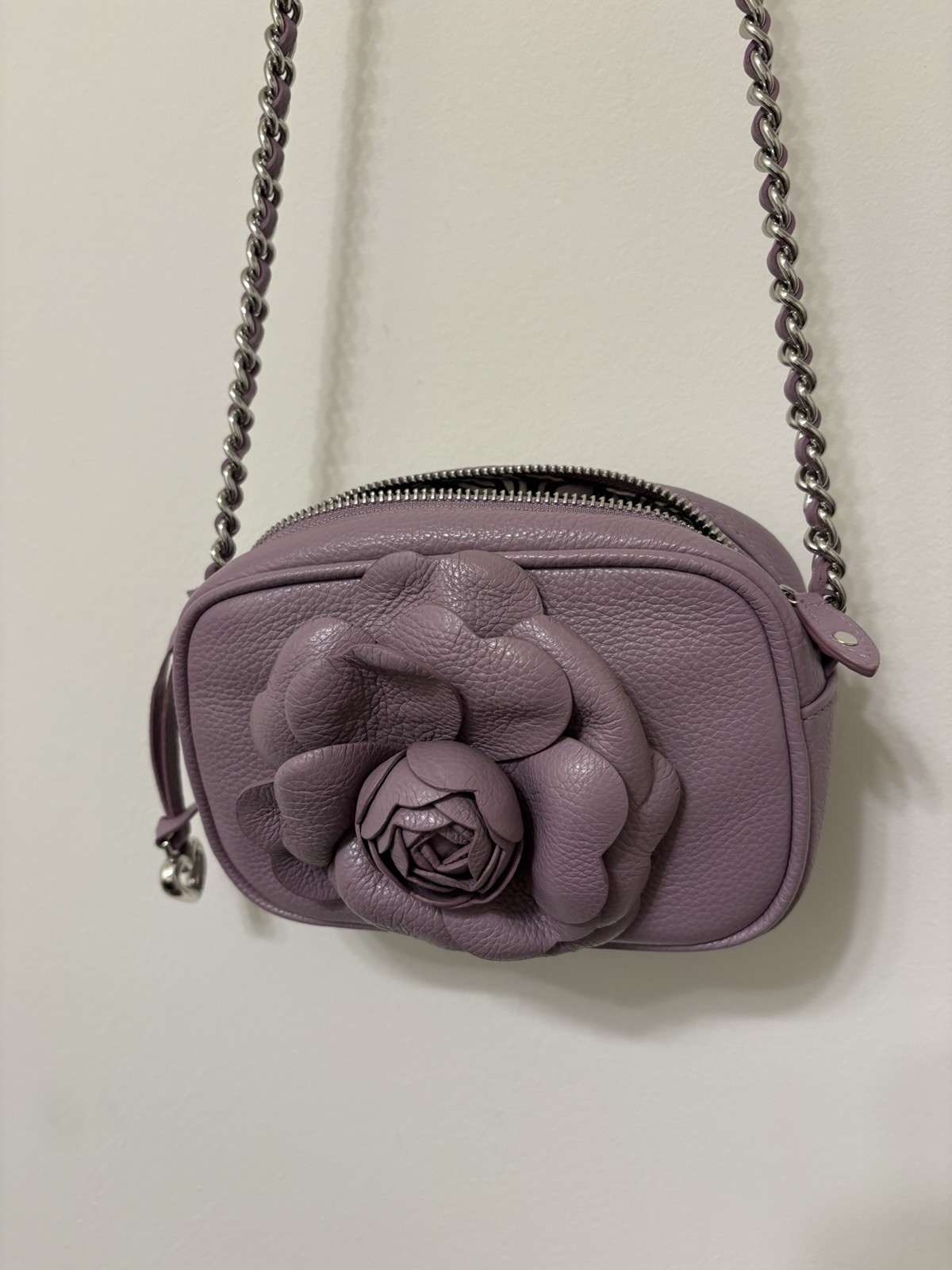 NWOT Brighton ROSIE Mini Camera Bag Handbag Wisteria Purple Pebbled Leather $135